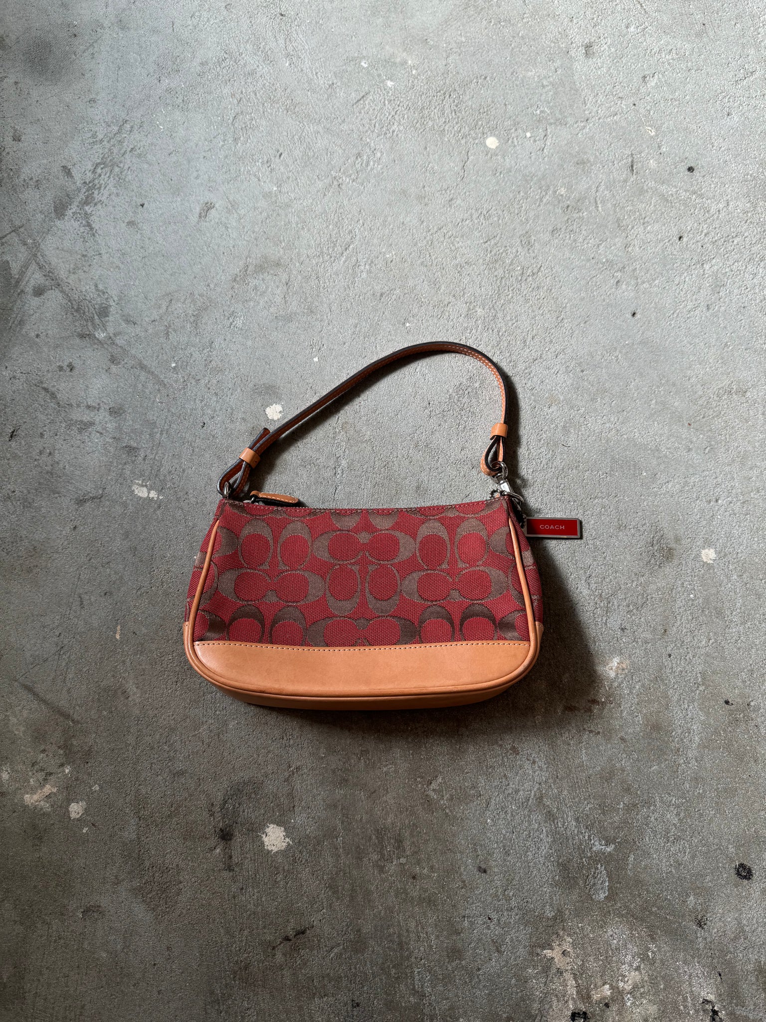 Coach Signature Demi Shoulder Bag Tan/Red