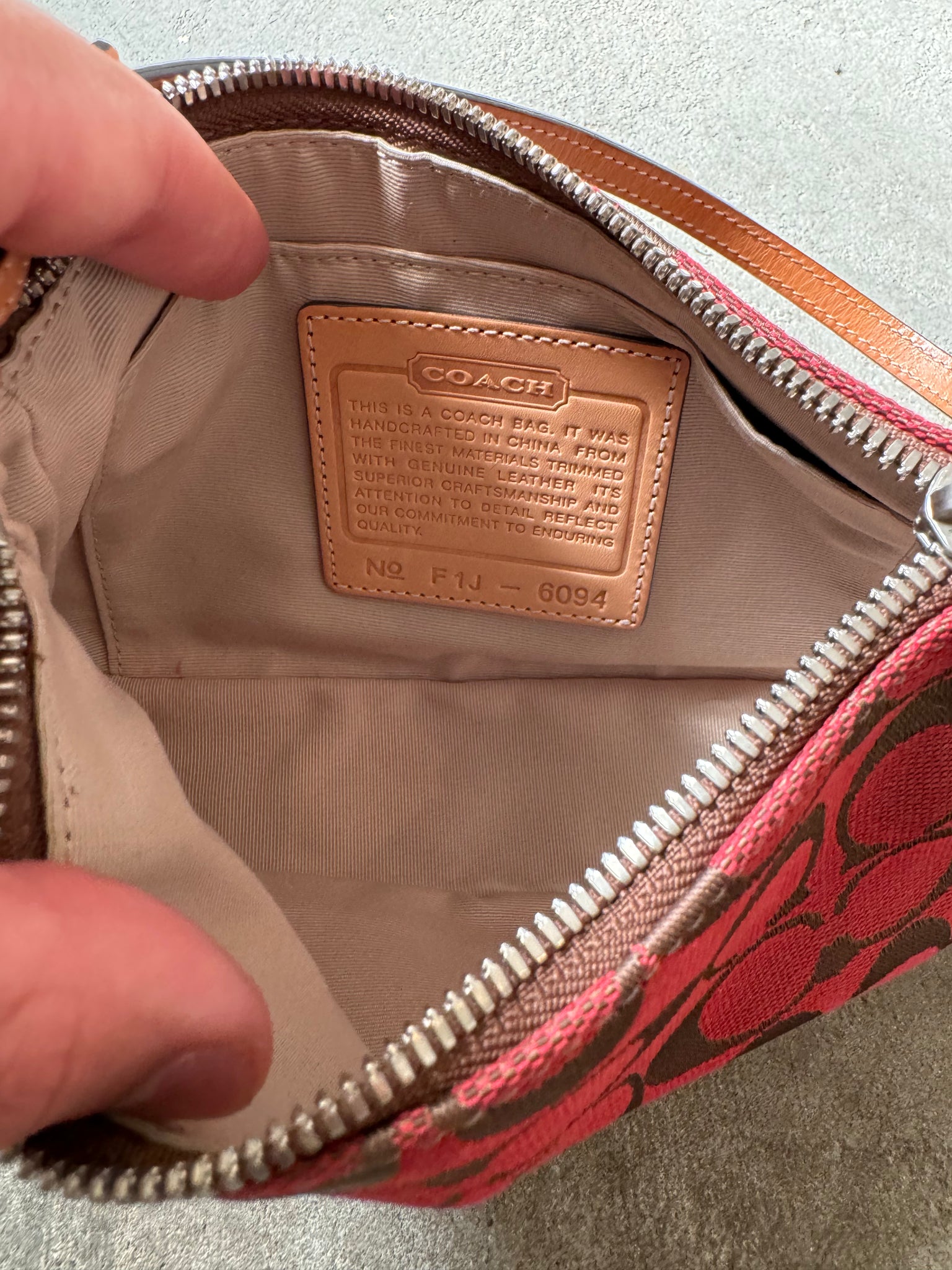 Coach Signature Demi Shoulder Bag Tan/Red