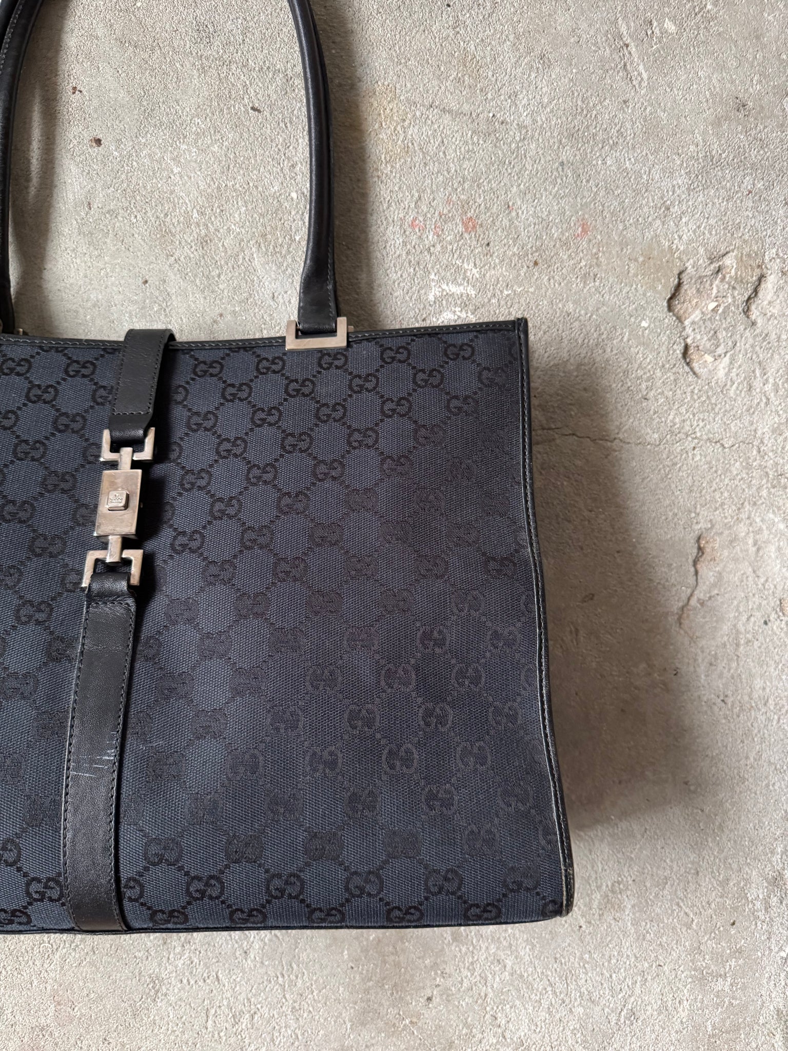 Gucci GG Monogram Jackie Tote Bag Black