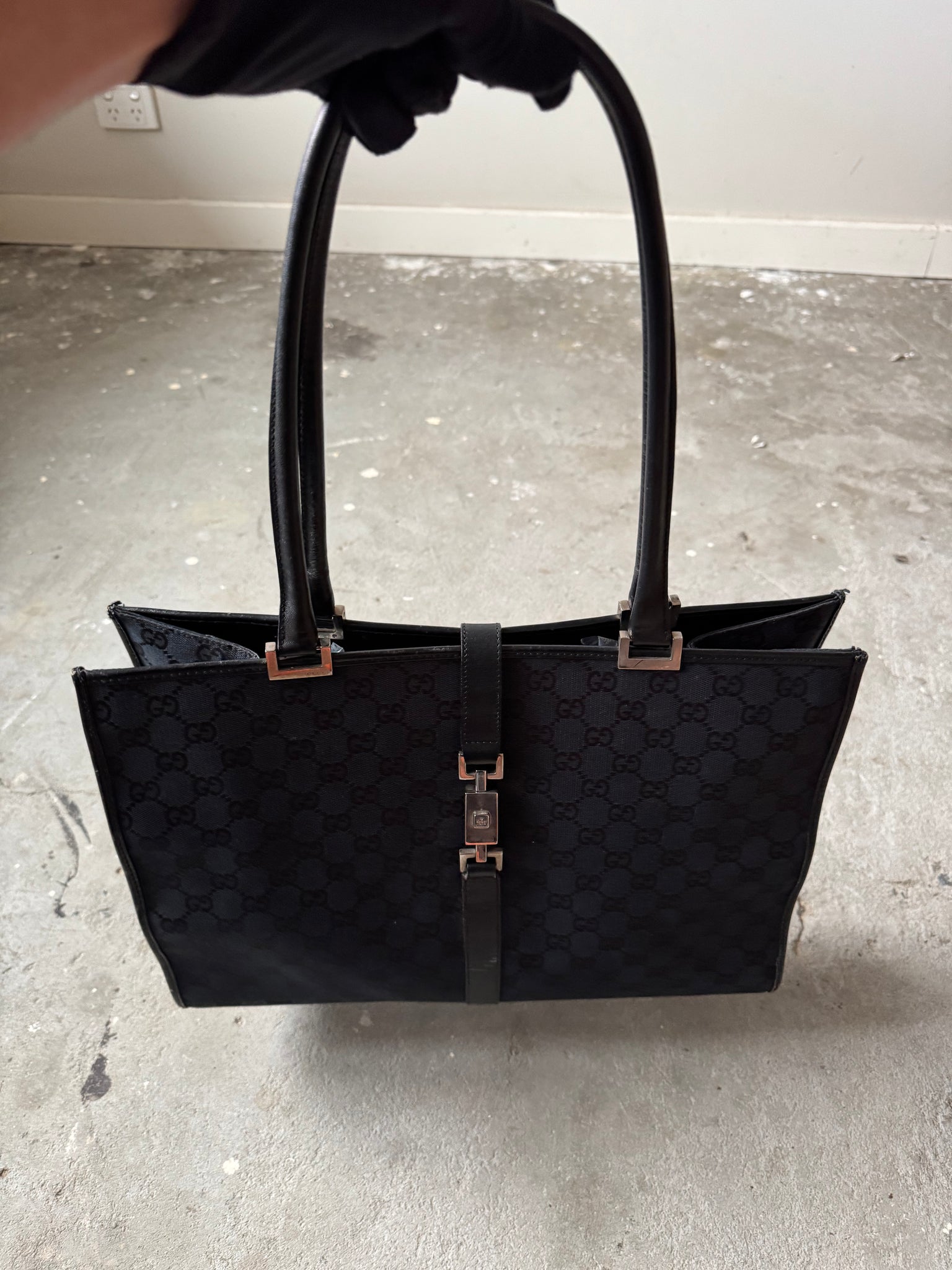 Gucci GG Monogram Jackie Tote Bag Black