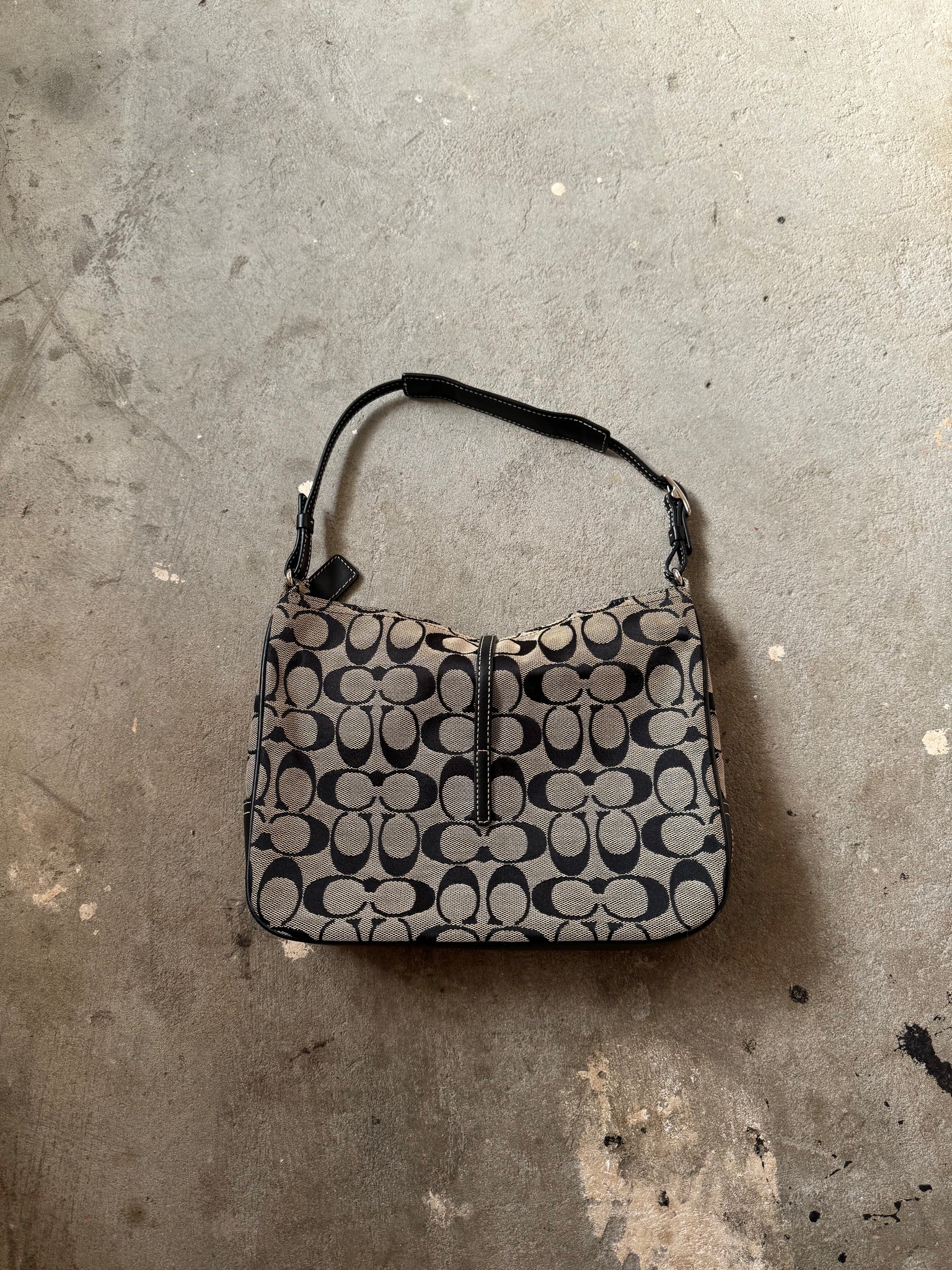 Coach Hobo Signature Clip Canvas Handbag Grey/Black