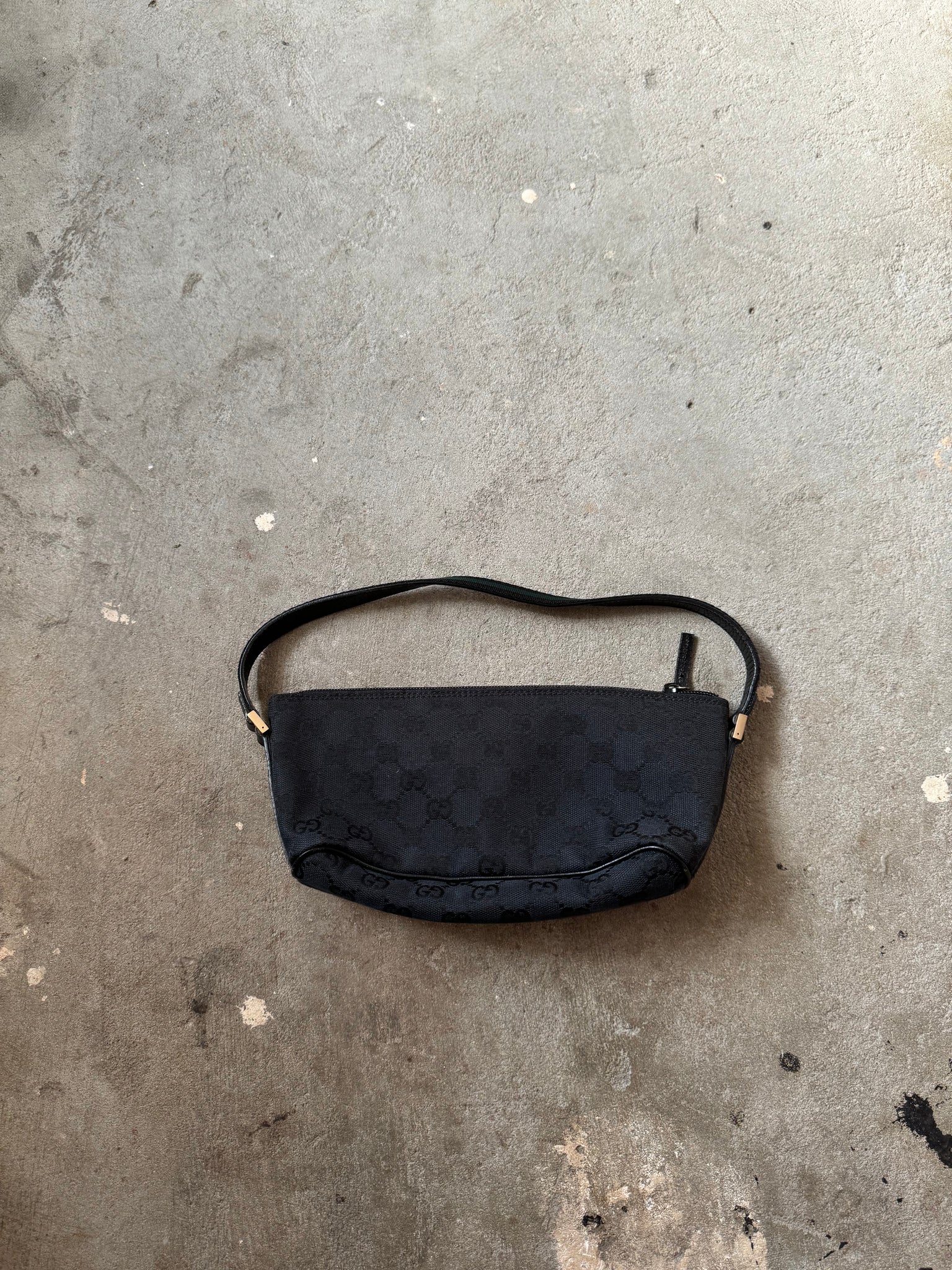 Gucci GG Monogram Pochette Boat Shoulder Bag Black