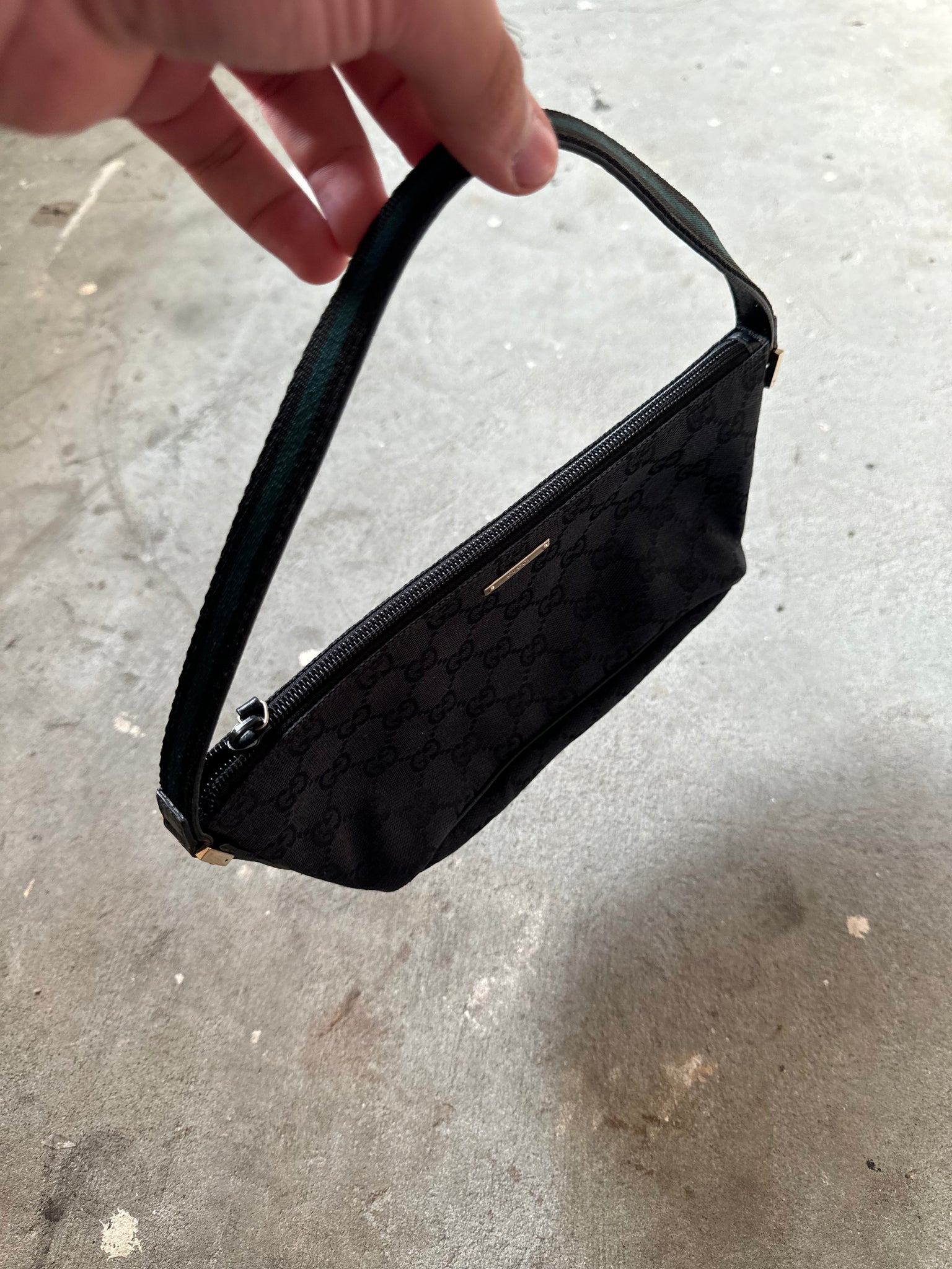 Gucci GG Monogram Pochette Boat Shoulder Bag Black