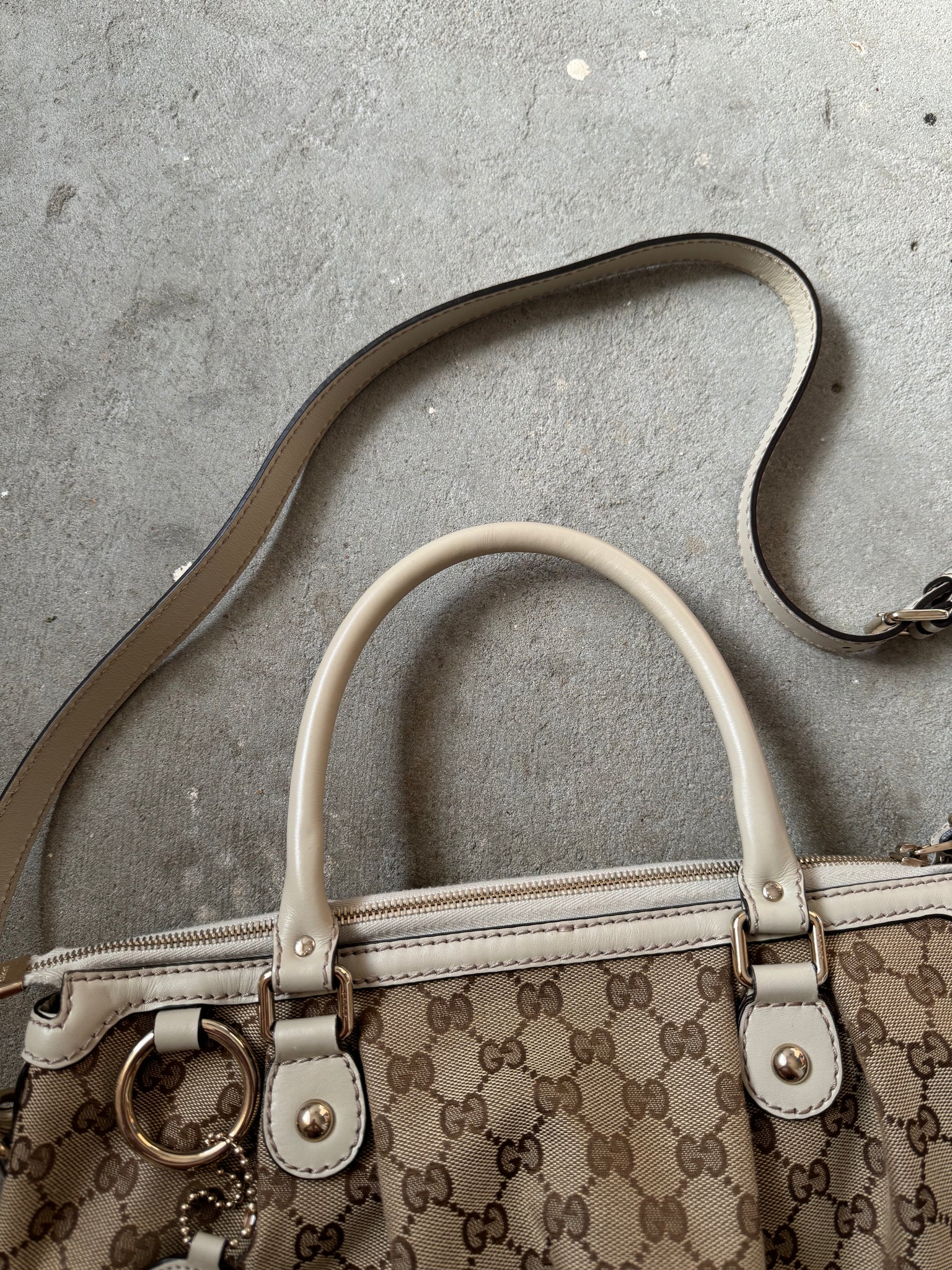 Gucci 2Way GG Monogram Sukey Shoulder Bag Beige