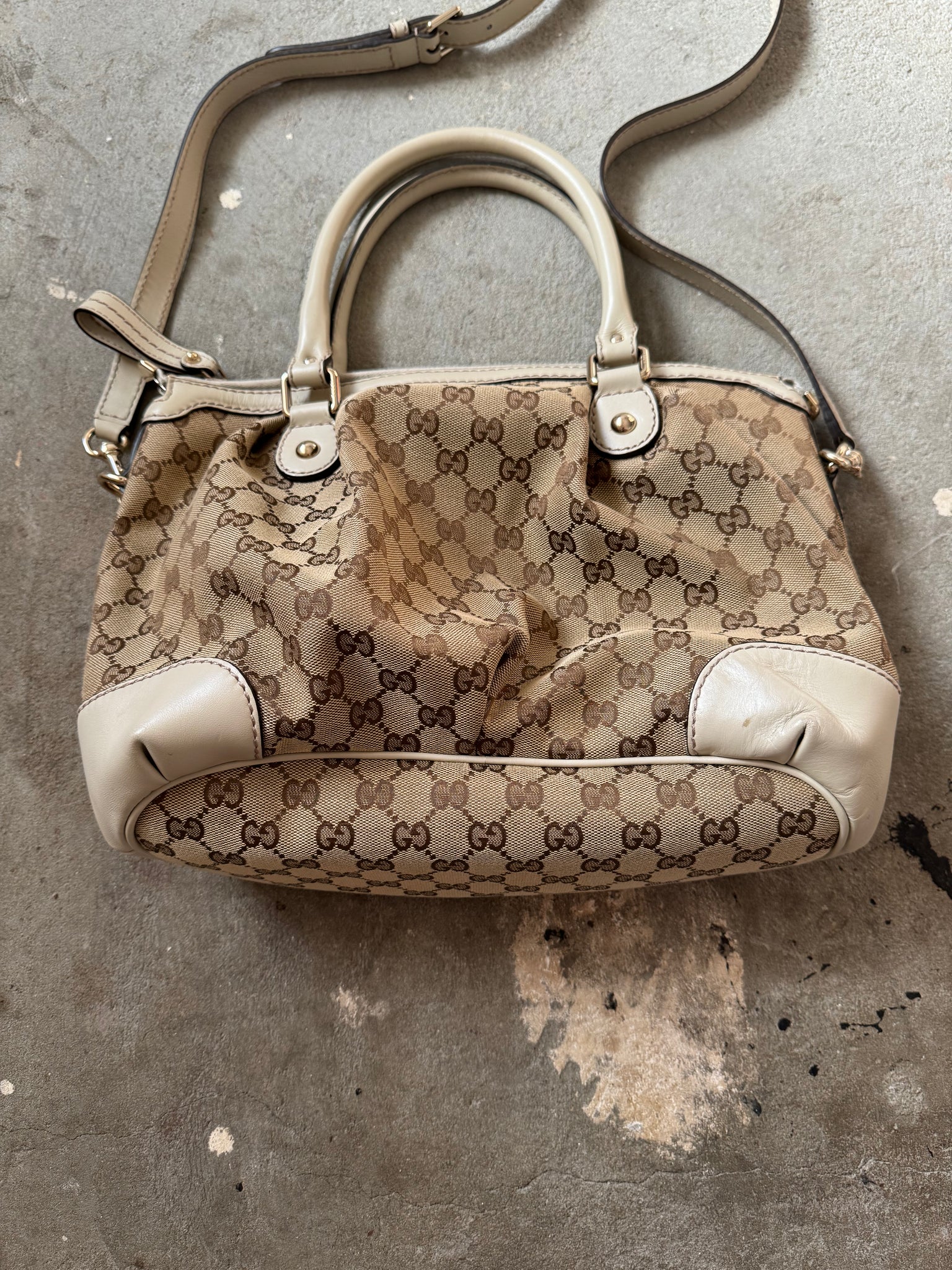 Gucci 2Way GG Monogram Sukey Shoulder Bag Beige