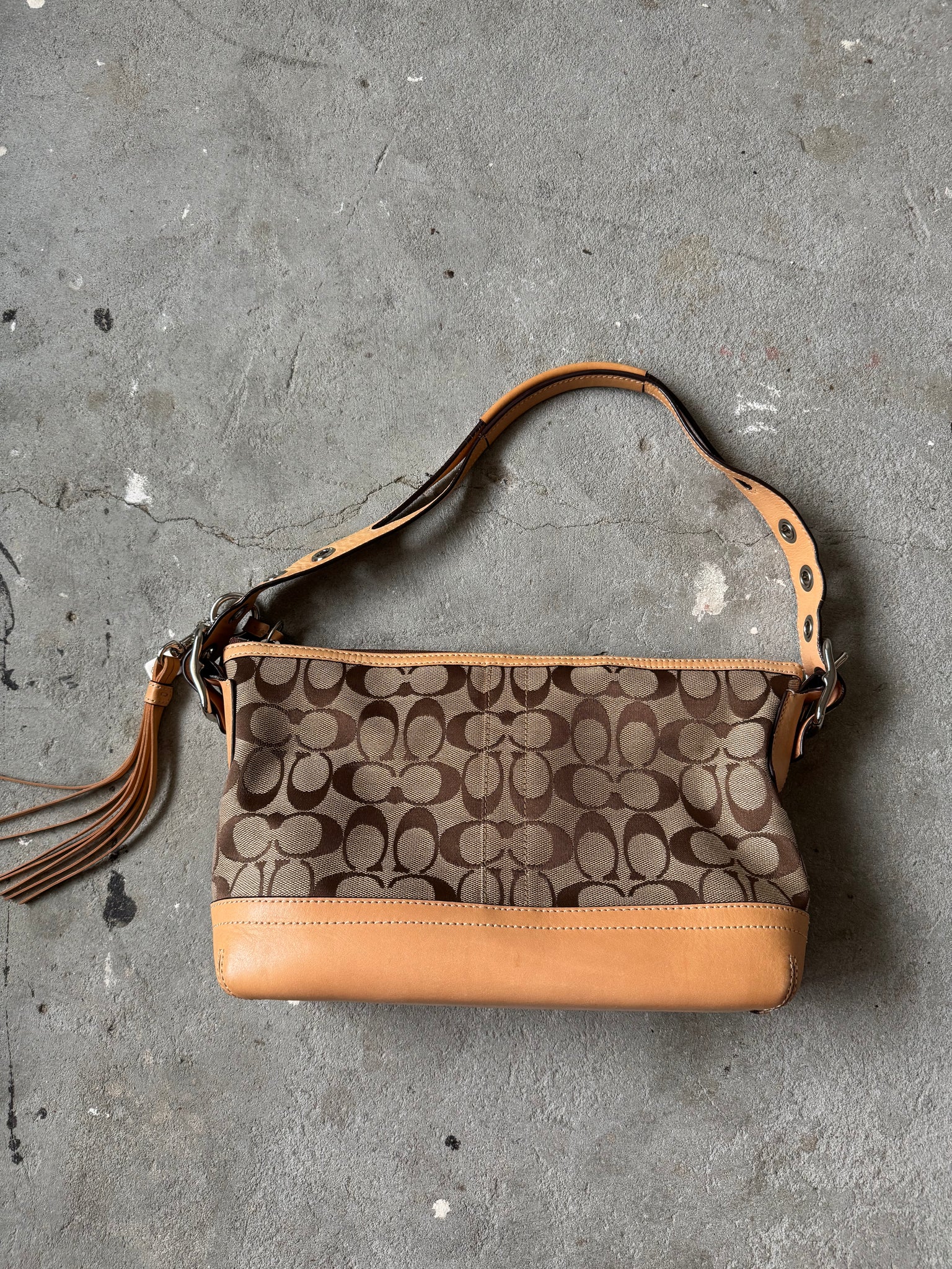 Coach Signature East West Shoulder Bag Beige