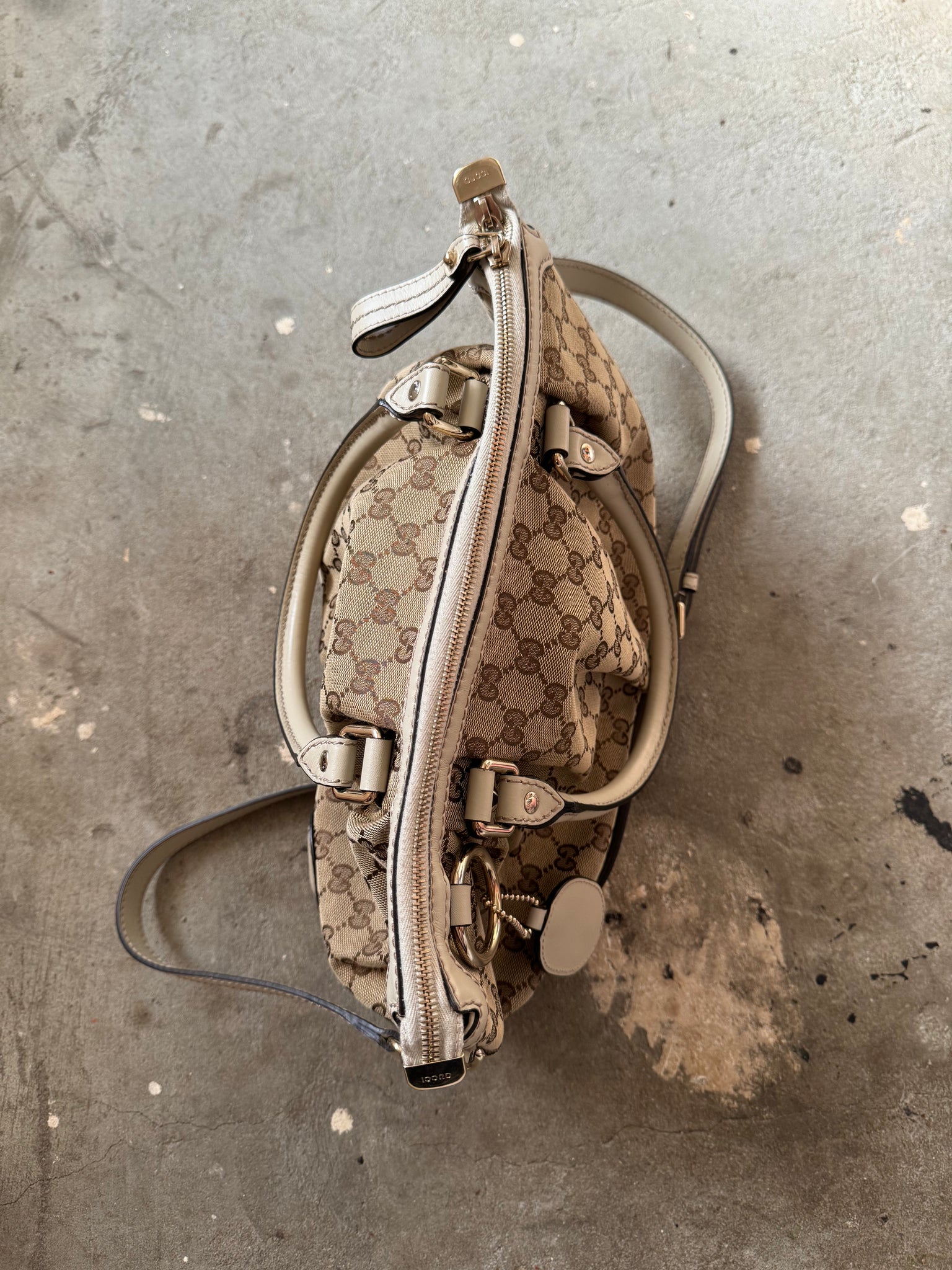 Gucci 2Way GG Monogram Sukey Shoulder Bag Beige