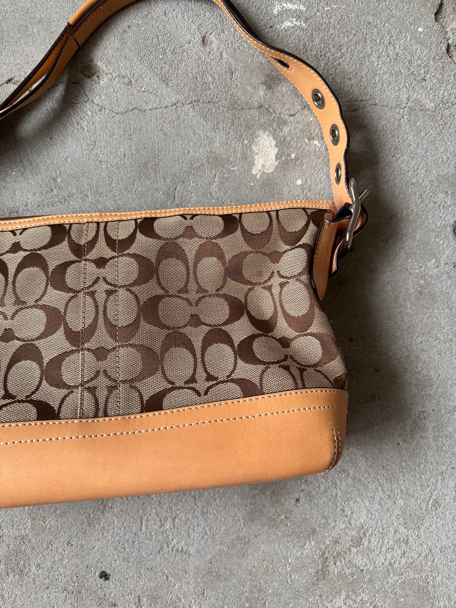 Coach Signature East West Shoulder Bag Beige