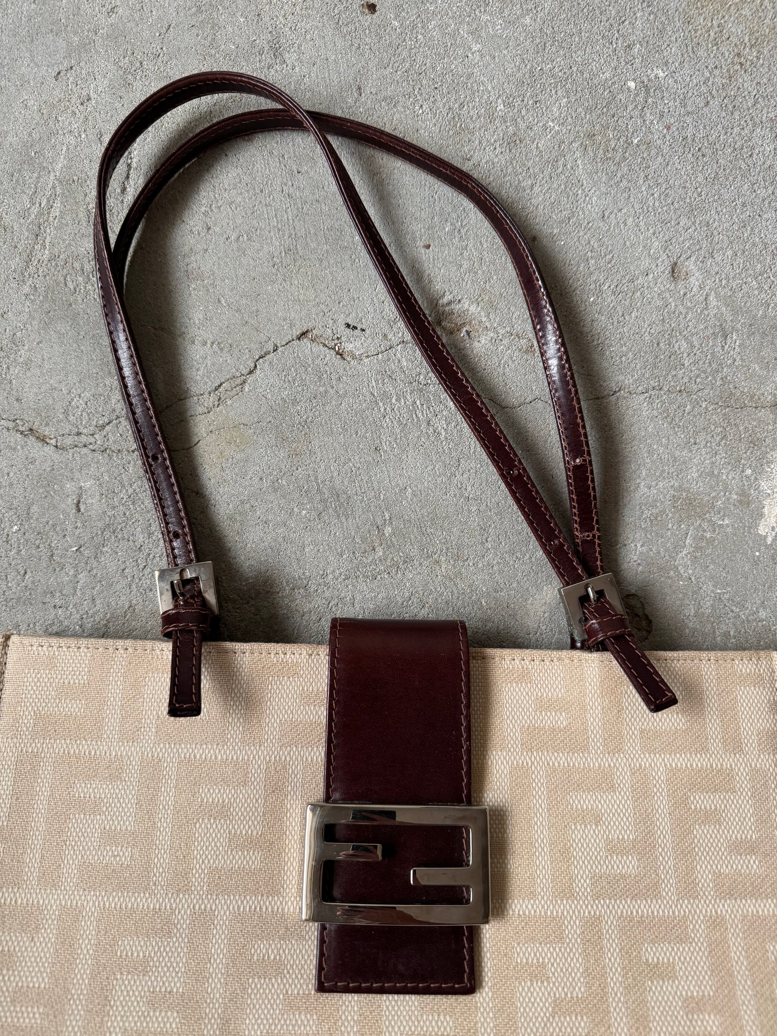 Fendi FF Zucca Bucket Shoulder Bag Beige