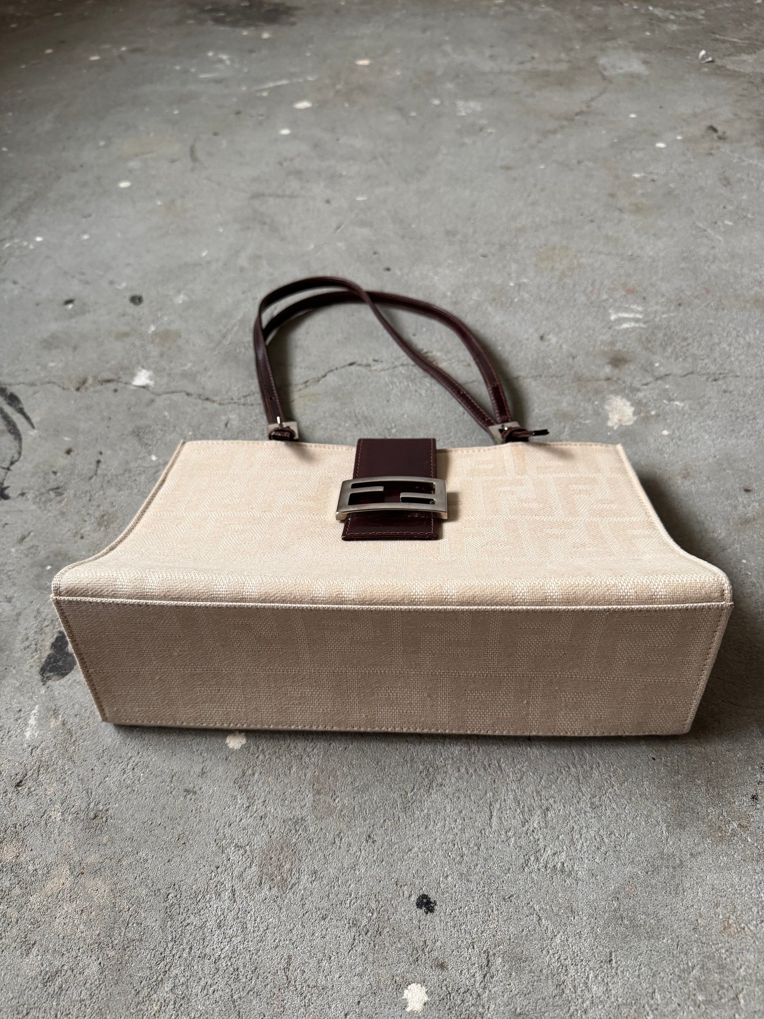 Fendi FF Zucca Bucket Shoulder Bag Beige