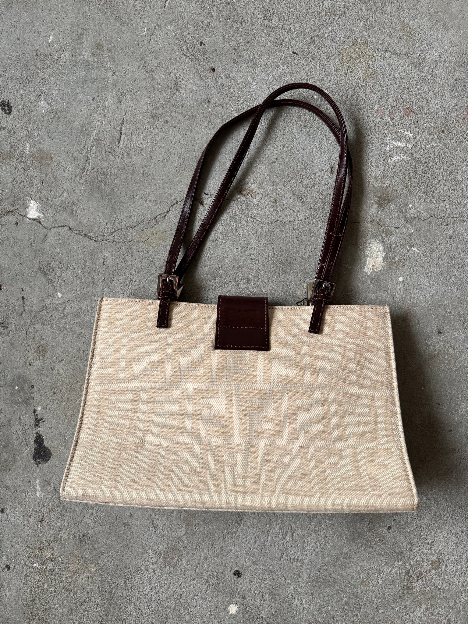 Fendi FF Zucca Bucket Shoulder Bag Beige
