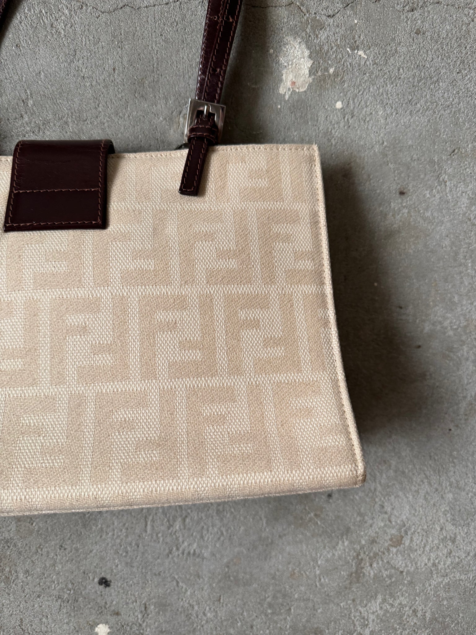 Fendi FF Zucca Bucket Shoulder Bag Beige