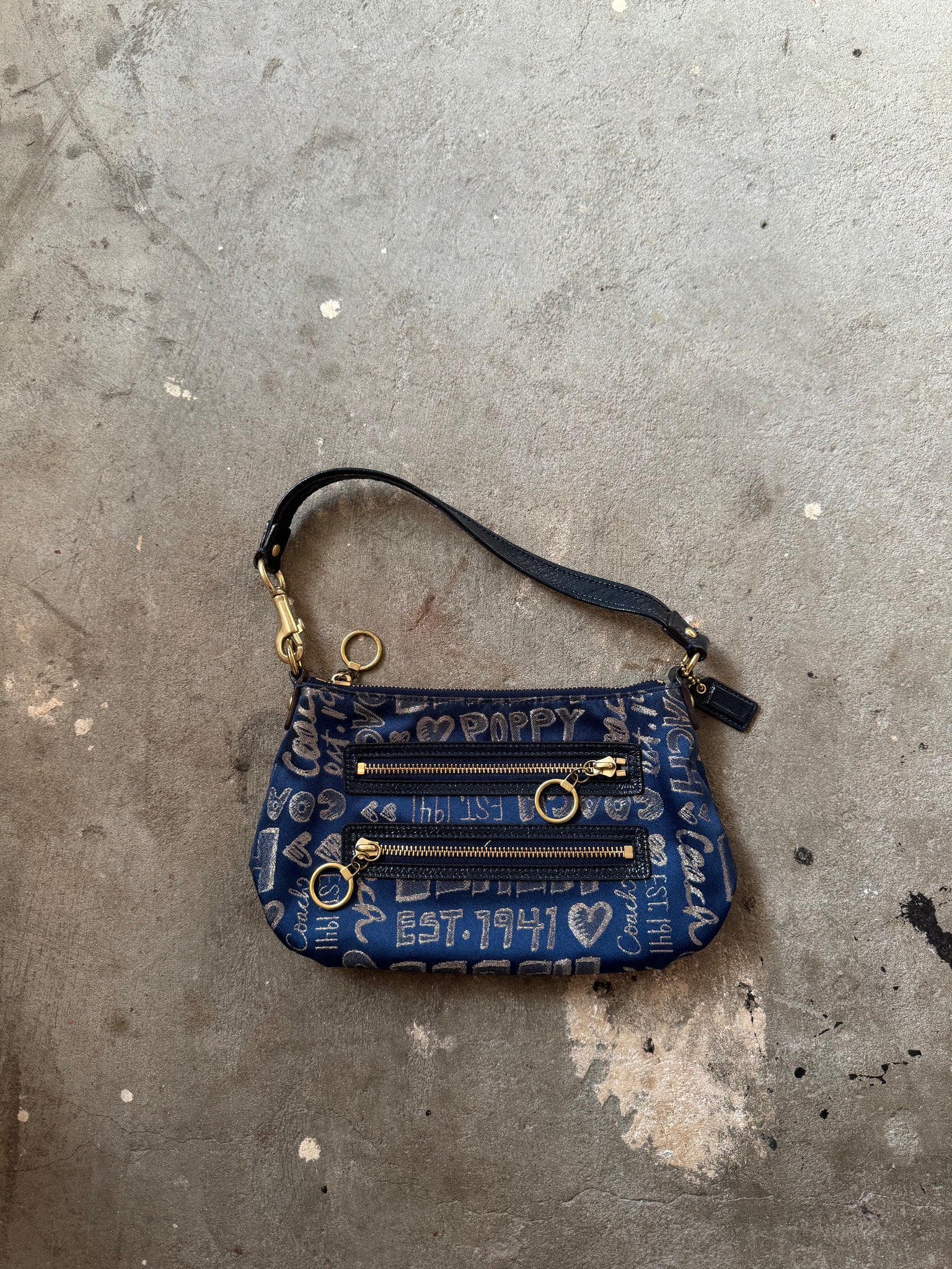 Coach Graffiti Poppy Shoulder Bag Navy