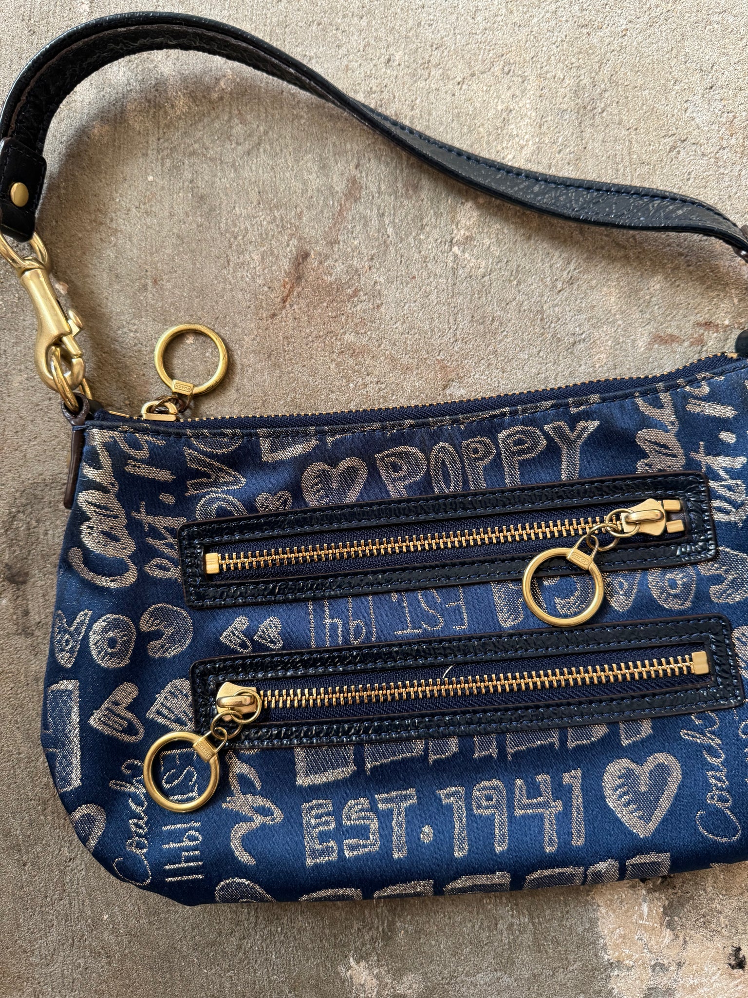 Coach Graffiti Poppy Shoulder Bag Navy