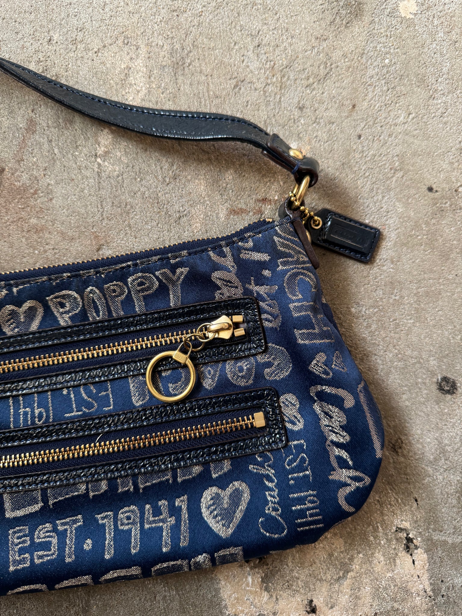 Coach Graffiti Poppy Shoulder Bag Navy