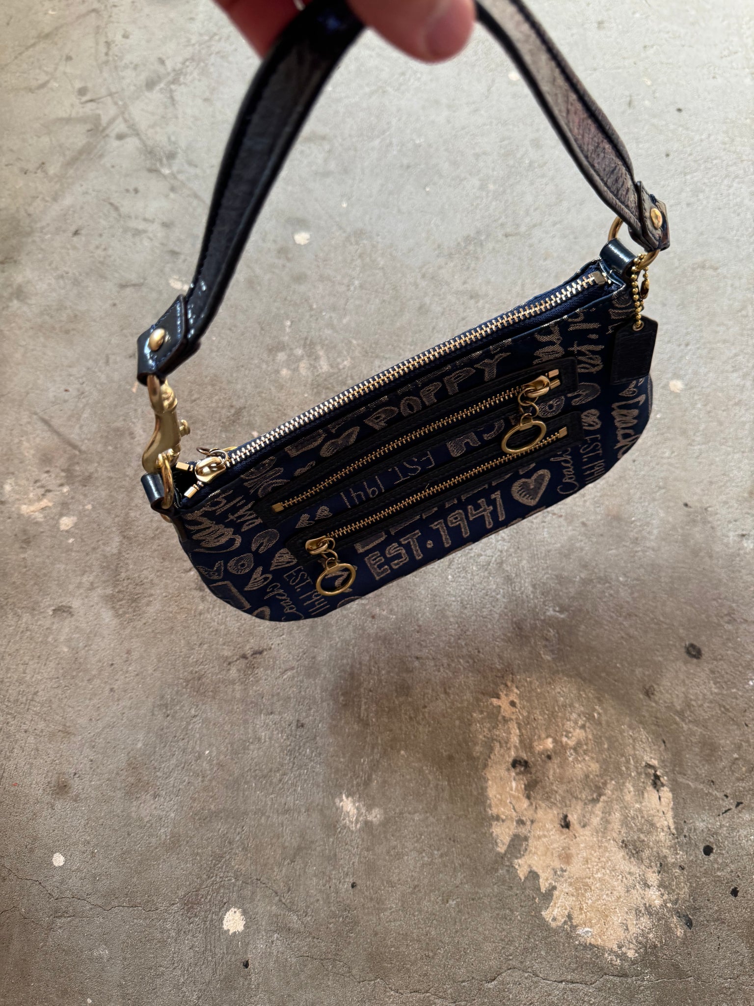 Coach Graffiti Poppy Shoulder Bag Navy