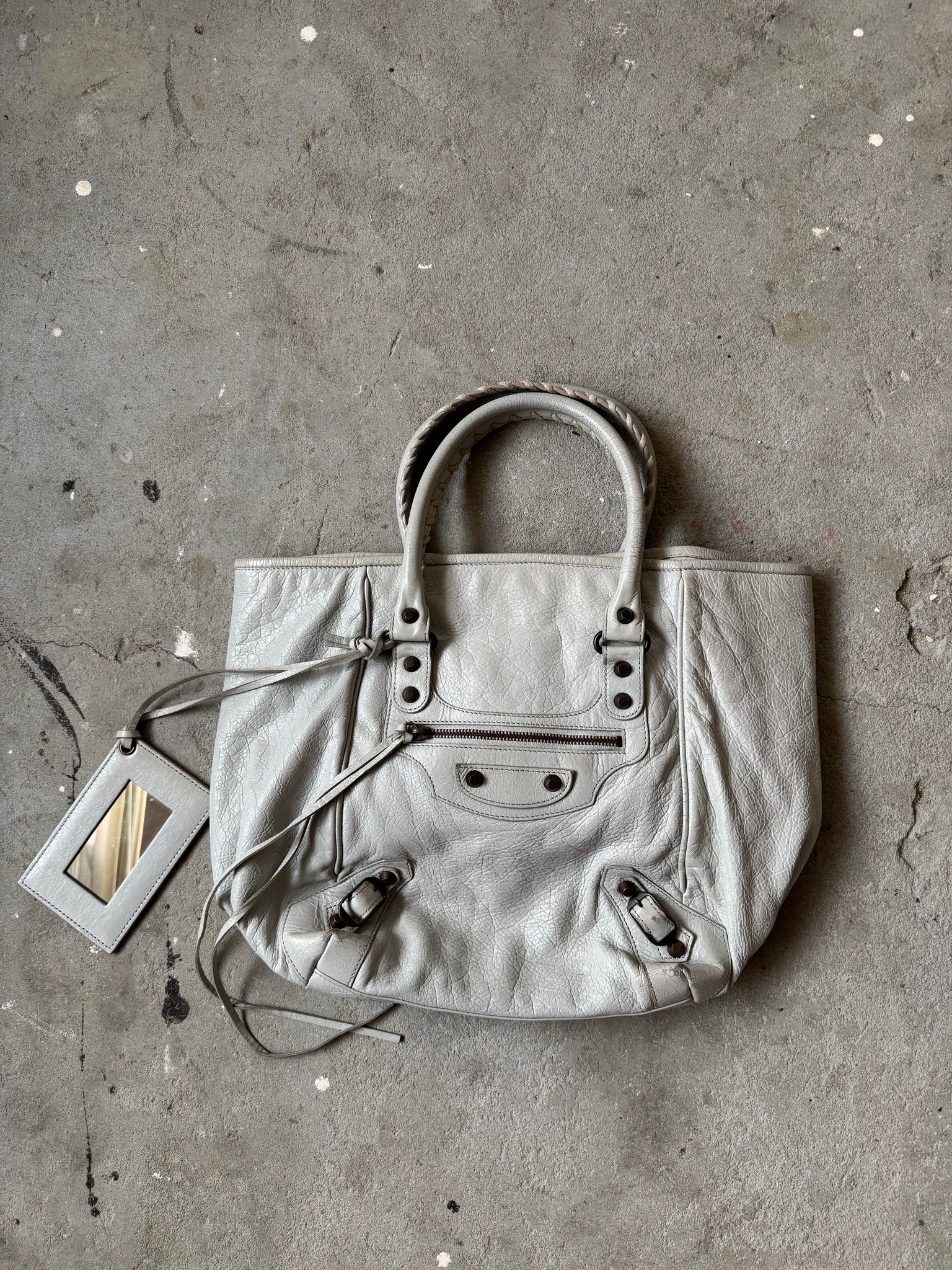 Balenciaga Motorcross City Sunday Hand Bag White