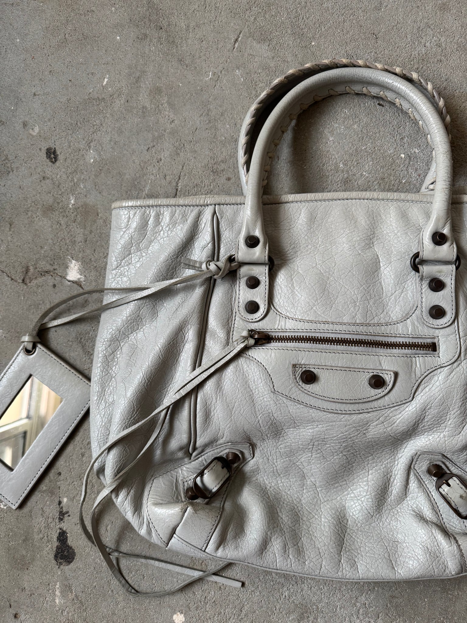 Balenciaga Motorcross City Sunday Hand Bag White