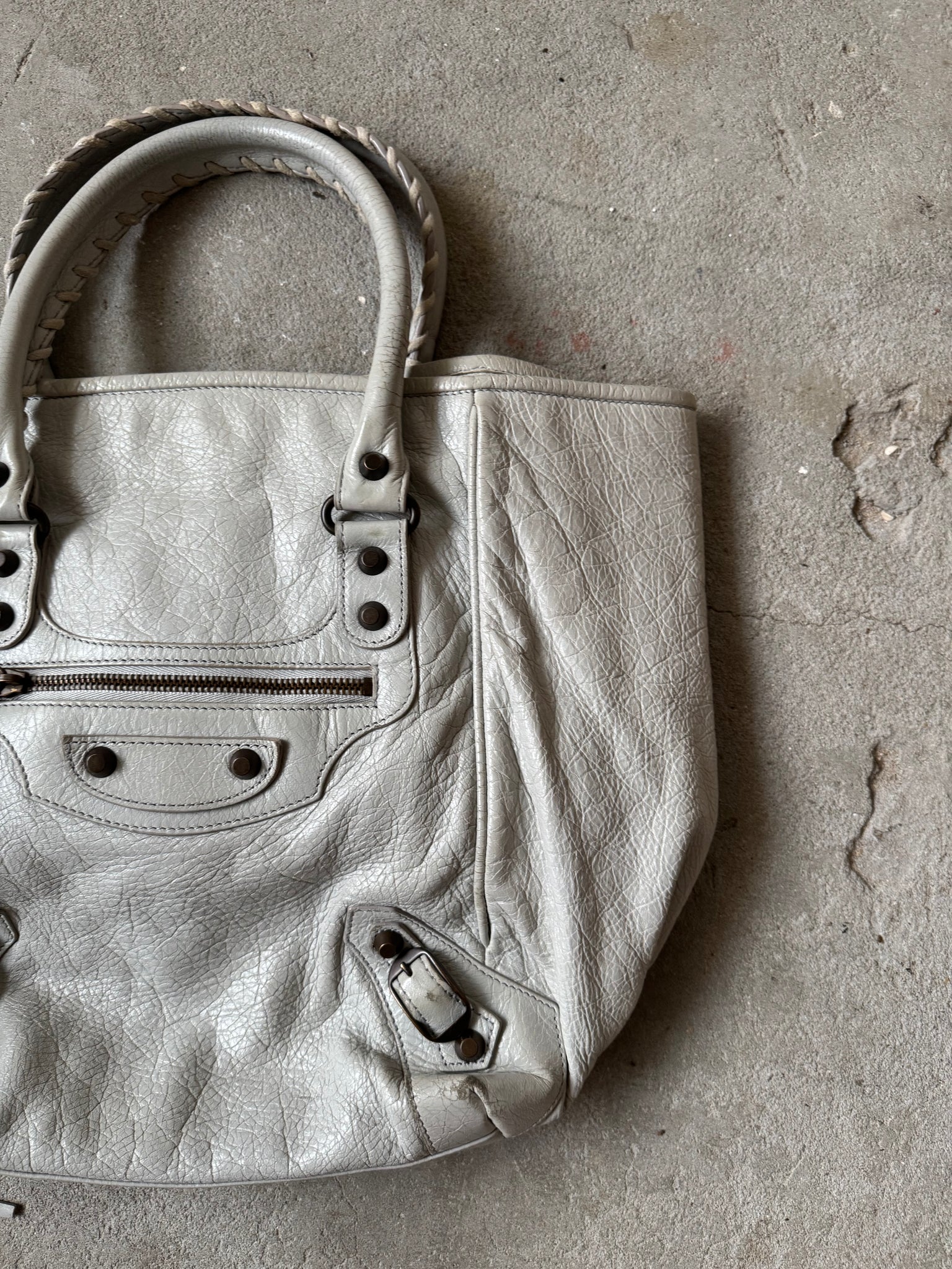 Balenciaga Motorcross City Sunday Hand Bag White