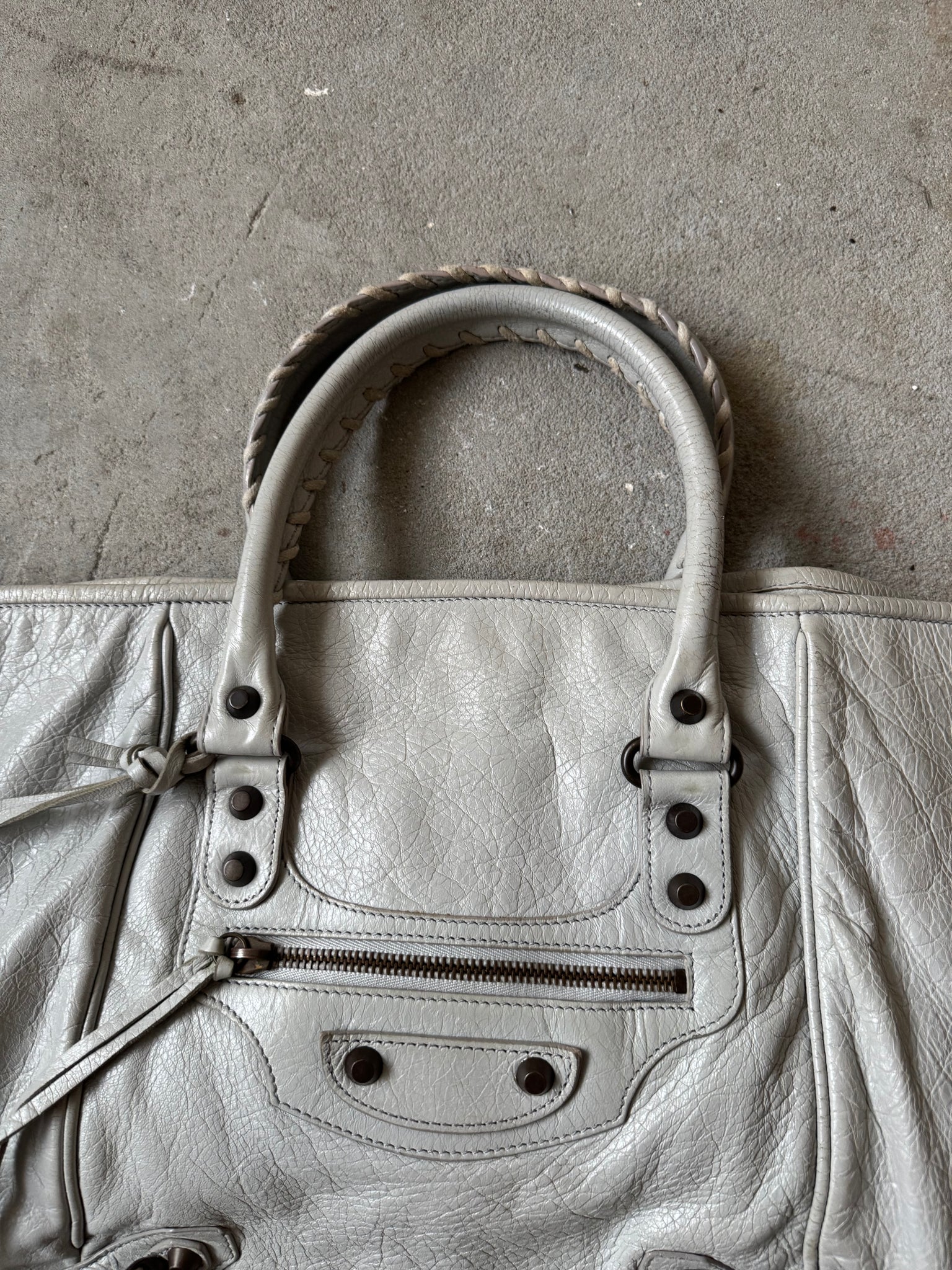 Balenciaga Motorcross City Sunday Hand Bag White