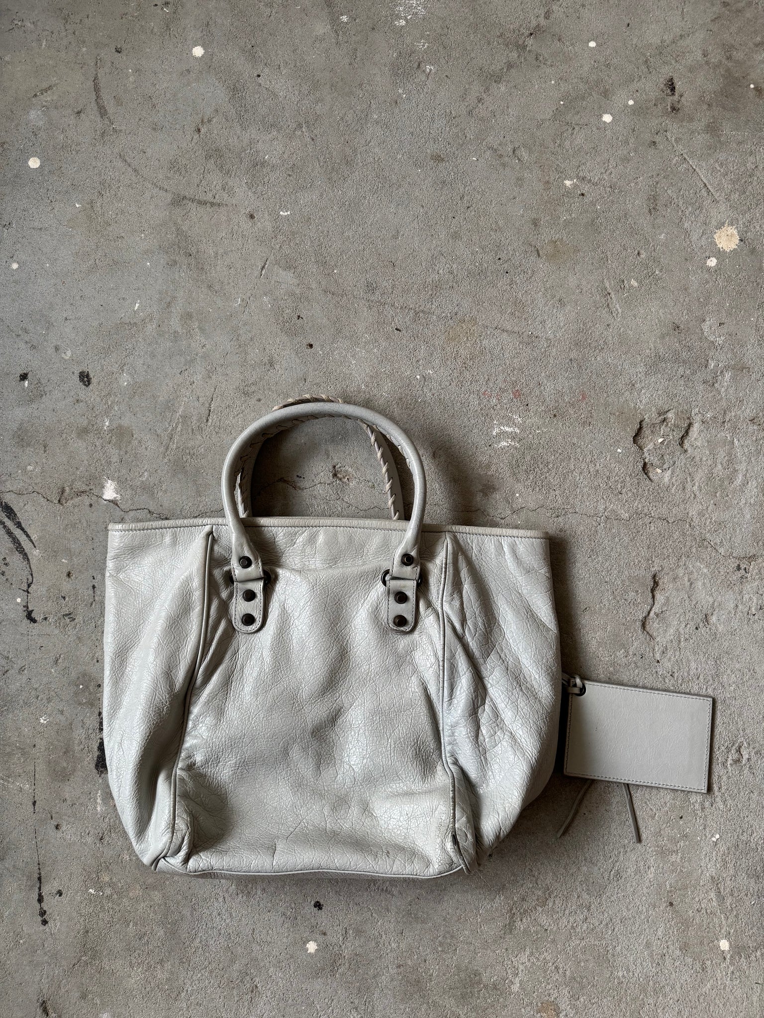 Balenciaga Motorcross City Sunday Hand Bag White