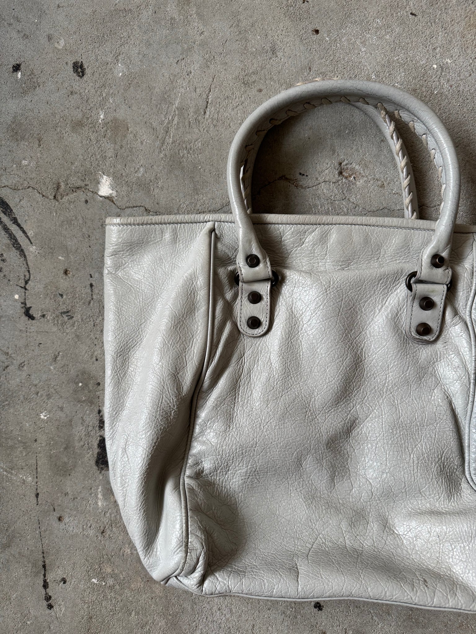 Balenciaga Motorcross City Sunday Hand Bag White