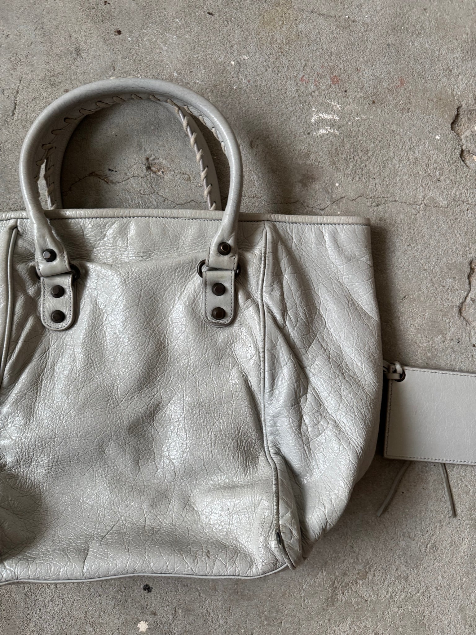 Balenciaga Motorcross City Sunday Hand Bag White