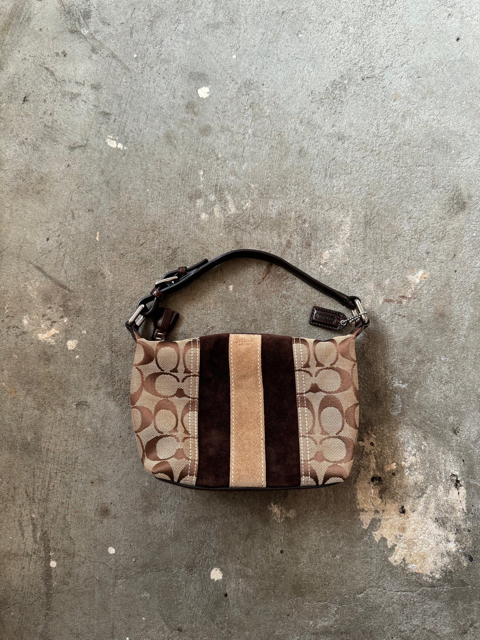 Coach Signature Suede Beige/Brown Bag