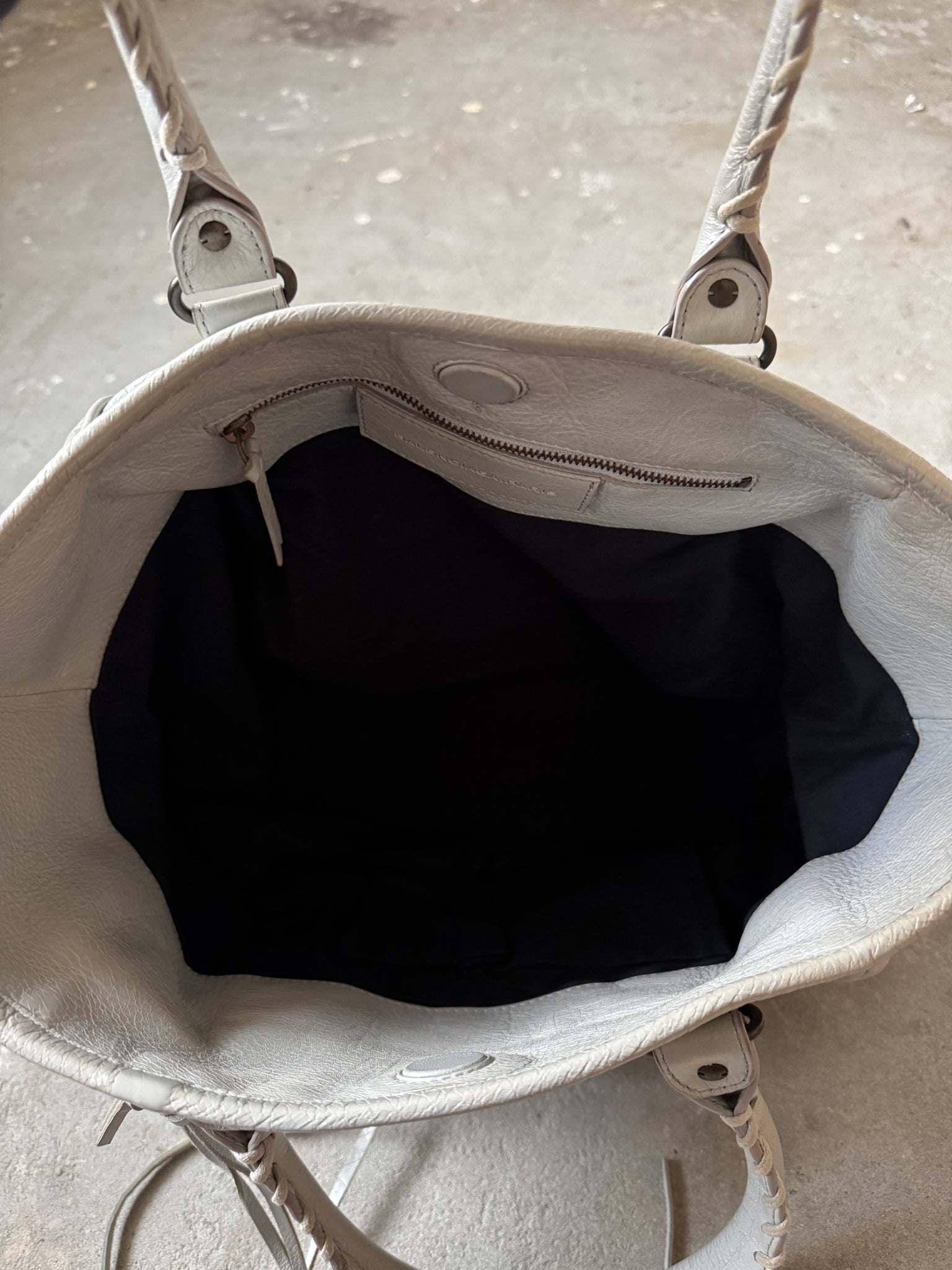 Balenciaga Motorcross City Sunday Hand Bag White