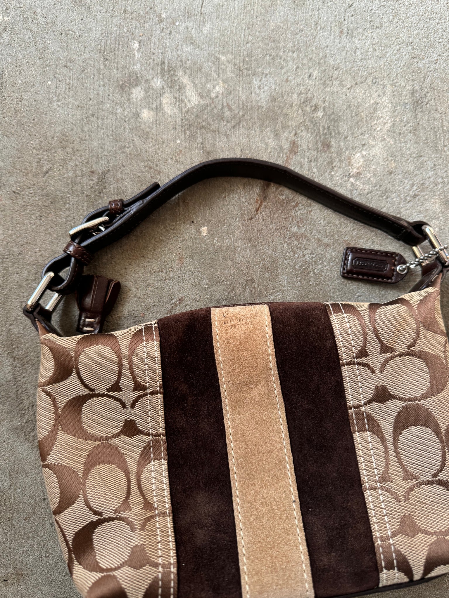 Coach Signature Suede Beige/Brown Bag