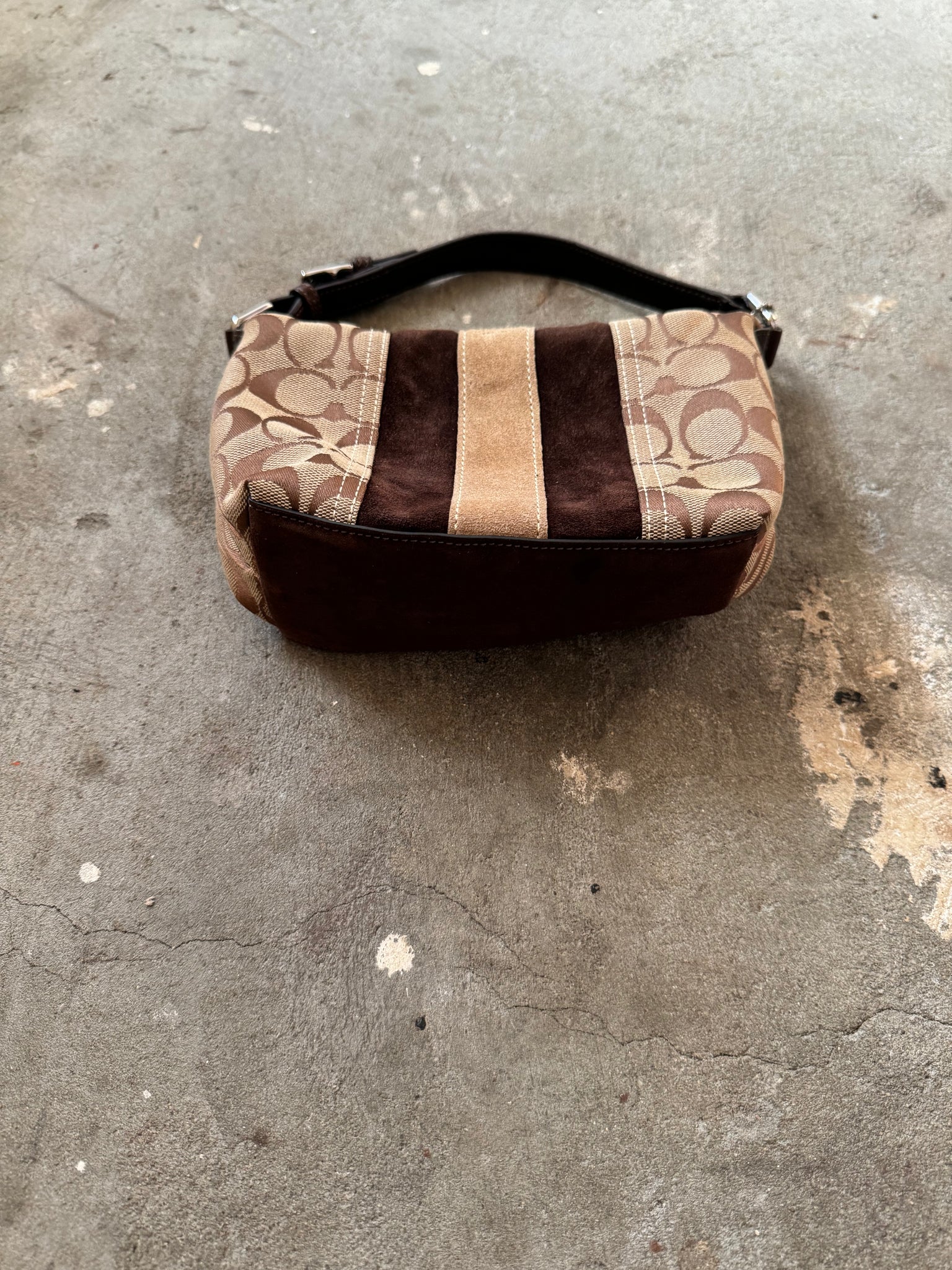 Coach Signature Suede Beige/Brown Bag