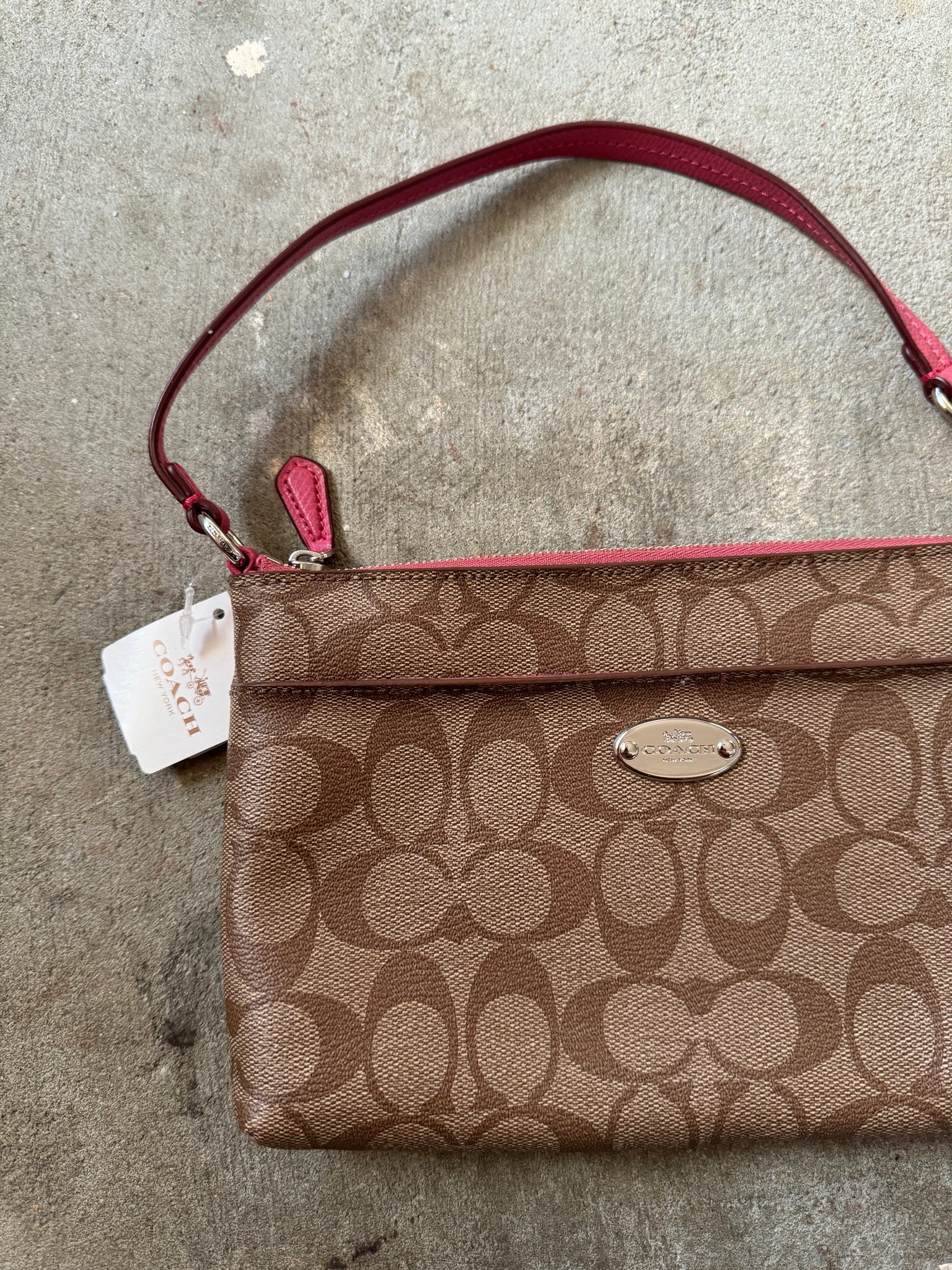 Coach Leather Clutch Shoulder Bag Pink