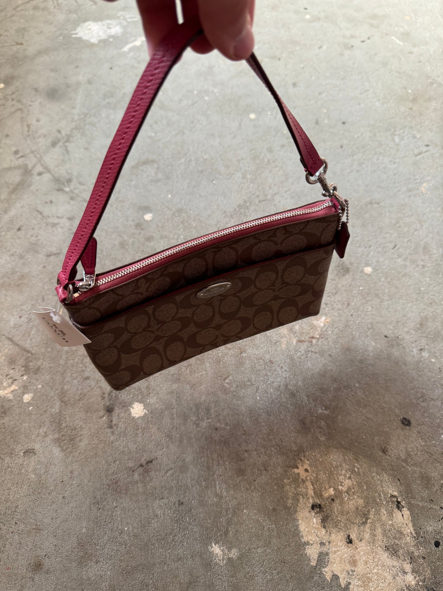 Coach Leather Clutch Shoulder Bag Pink