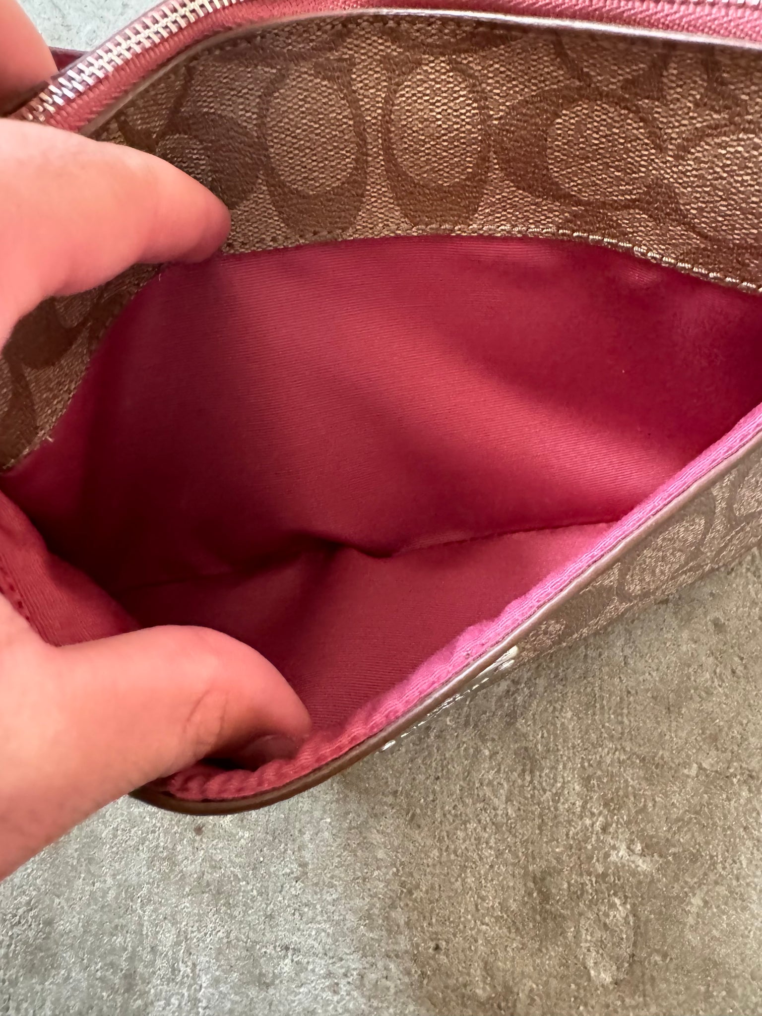 Coach Leather Clutch Shoulder Bag Pink