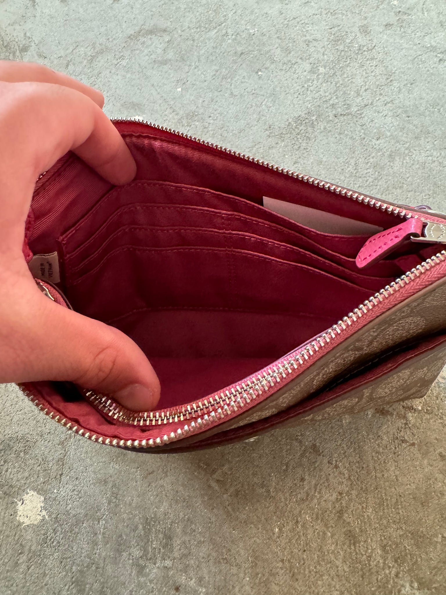 Coach Leather Clutch Shoulder Bag Pink