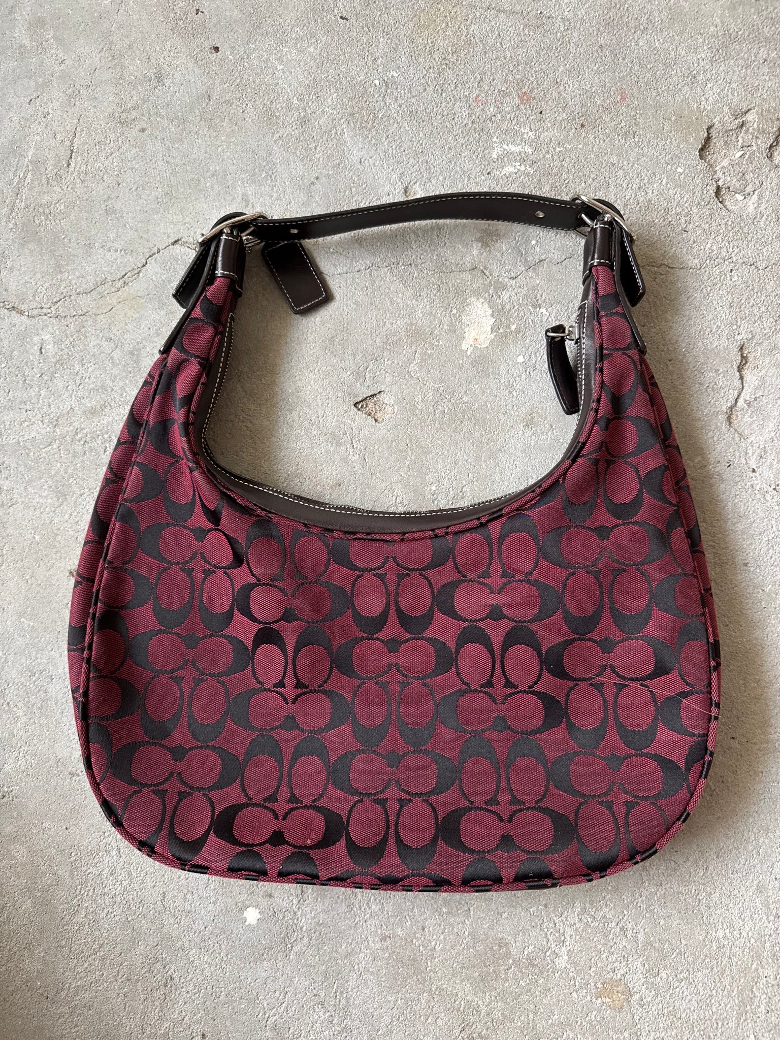 Coach Signature Hamilton Hobo Shoulder Bag Maroon/Black