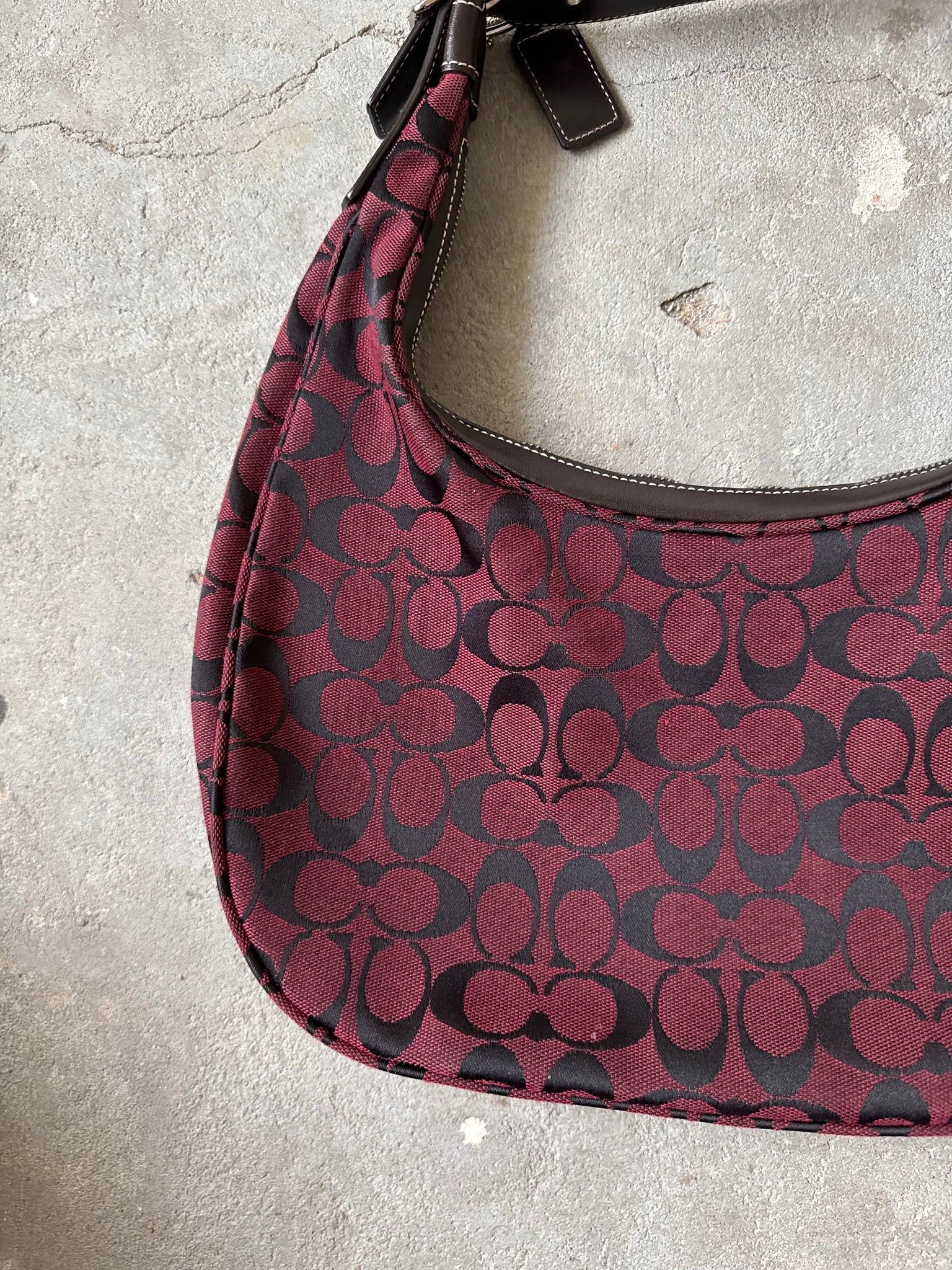 Coach Signature Hamilton Hobo Shoulder Bag Maroon/Black