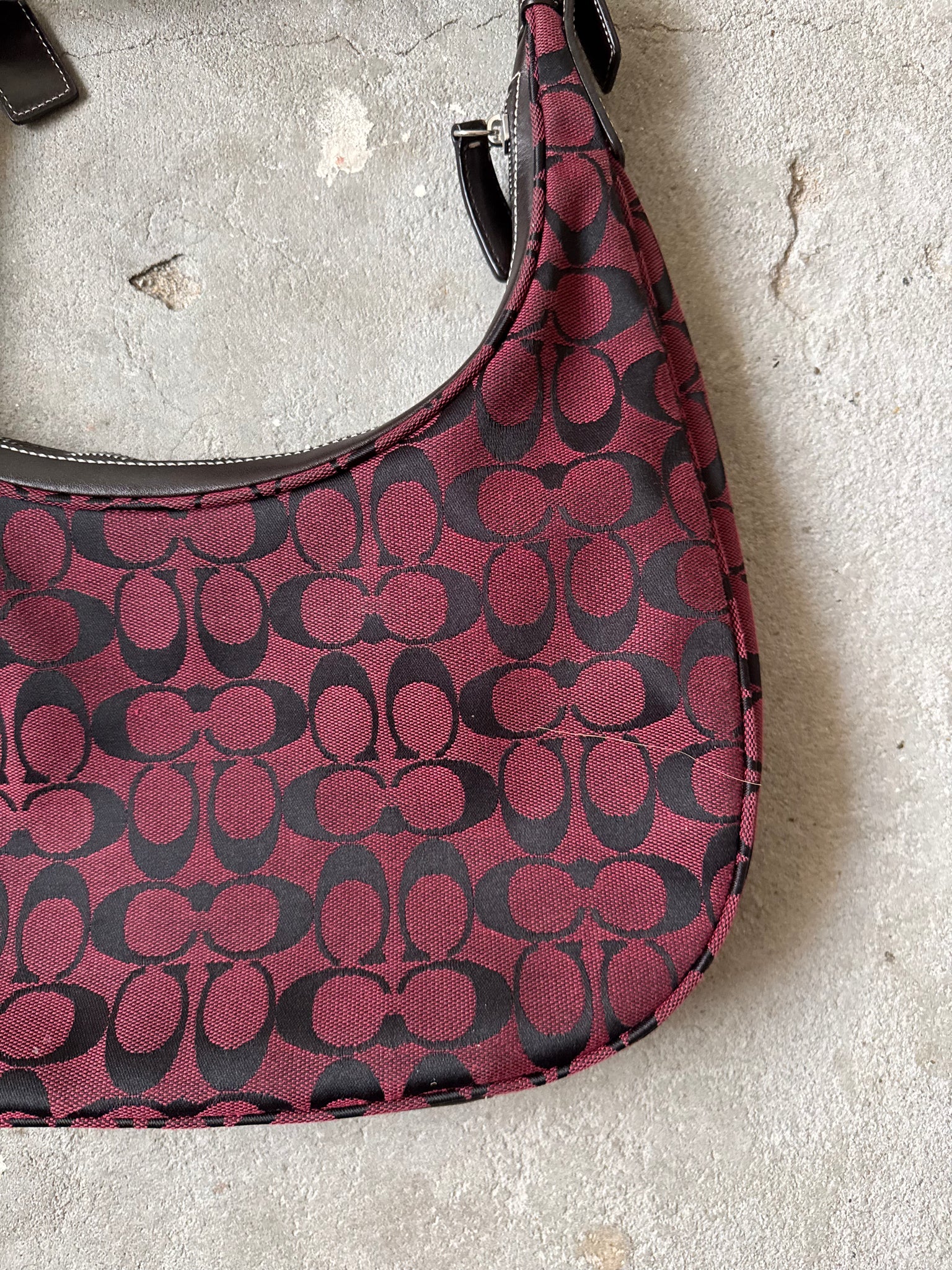 Coach Signature Hamilton Hobo Shoulder Bag Maroon/Black