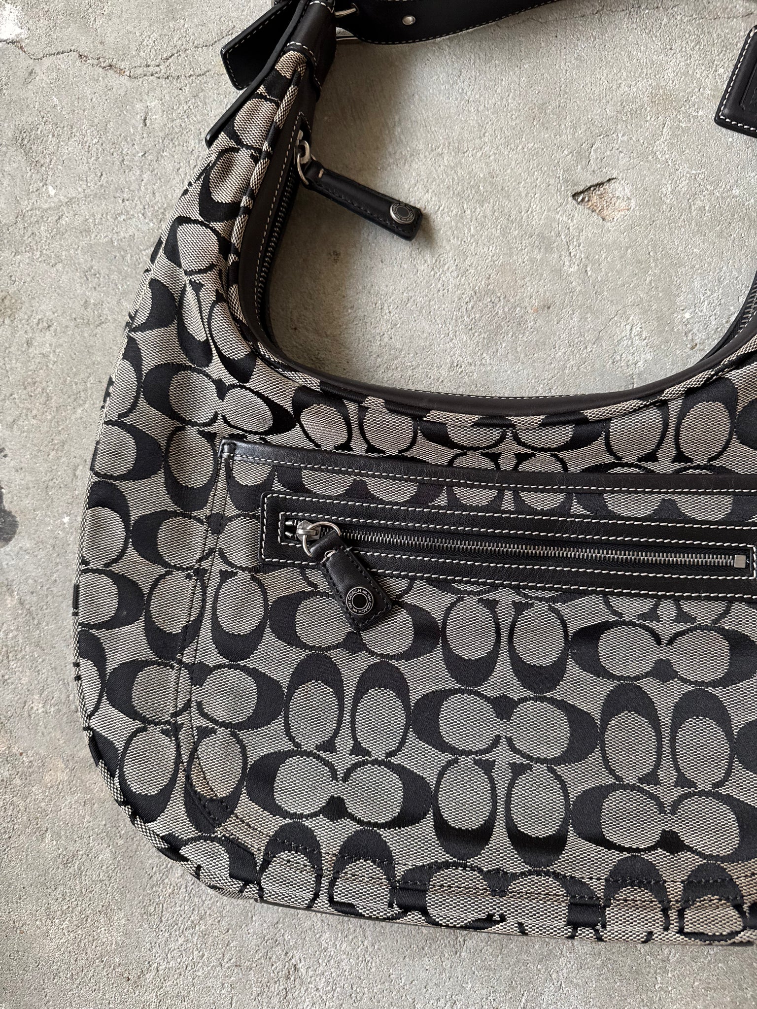 Coach Signature Hamilton Hobo Shoulder Bag Grey/Black