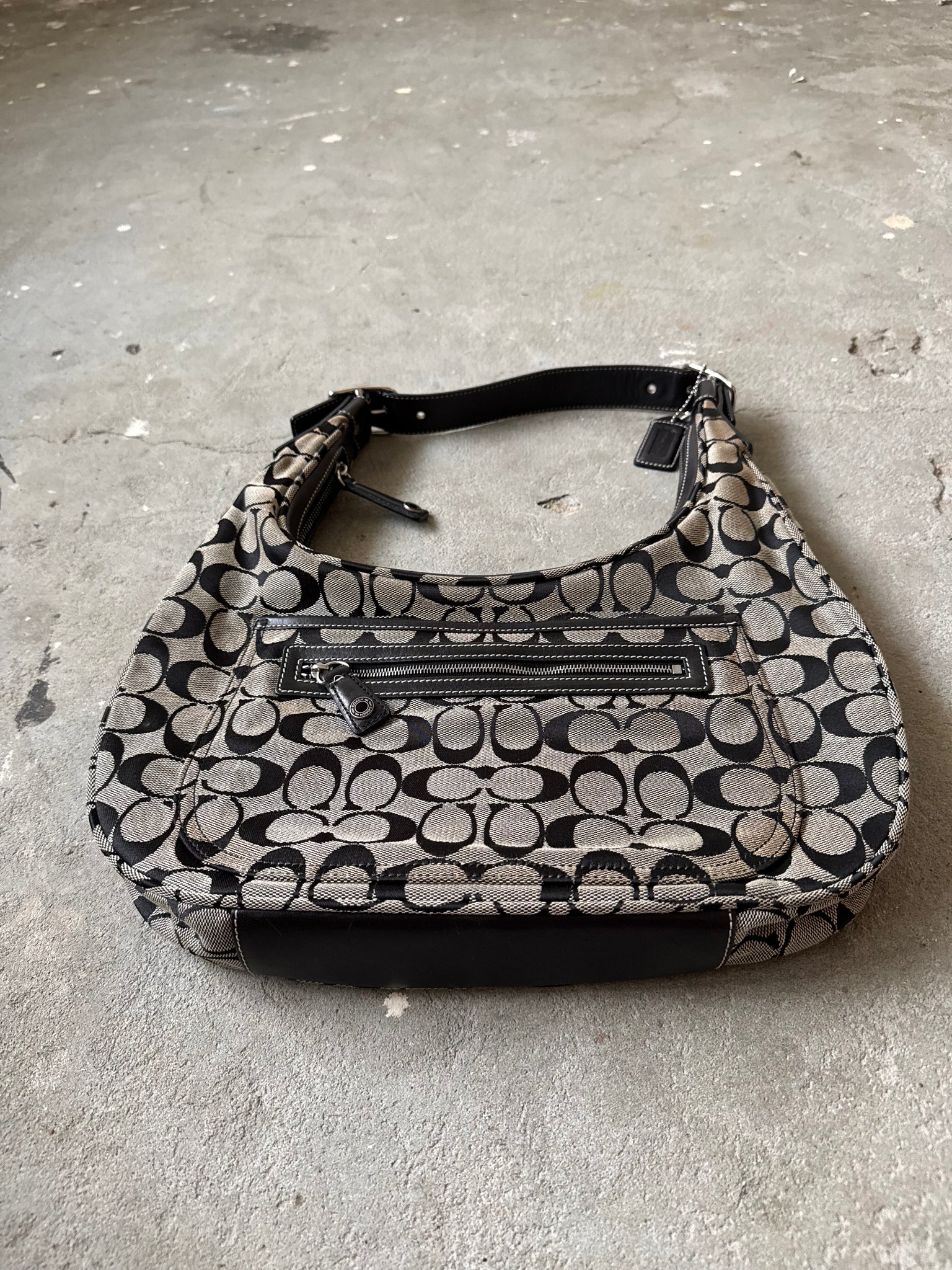 Coach Signature Hamilton Hobo Shoulder Bag Grey/Black
