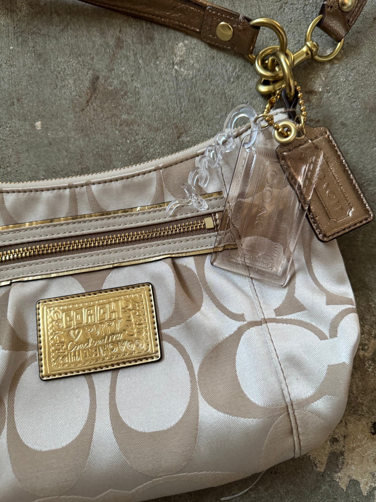 Coach 2Way Poppy Shoulder Bag Gold/Turquoize
