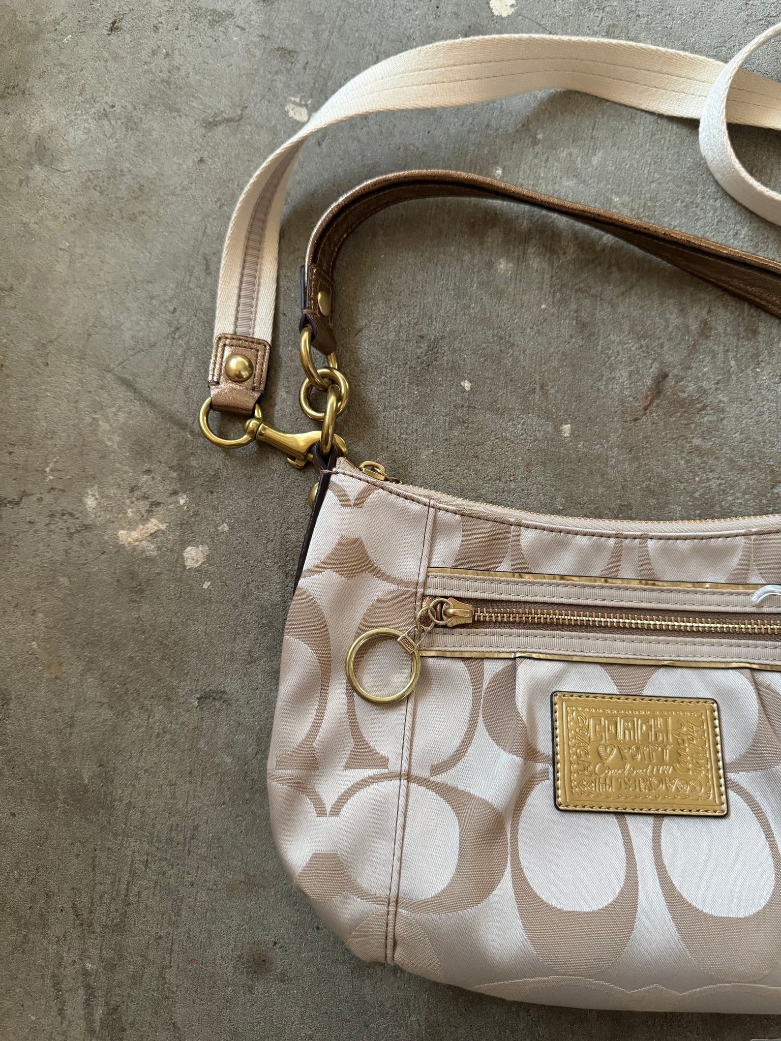 Coach 2Way Poppy Shoulder Bag Gold/Turquoize