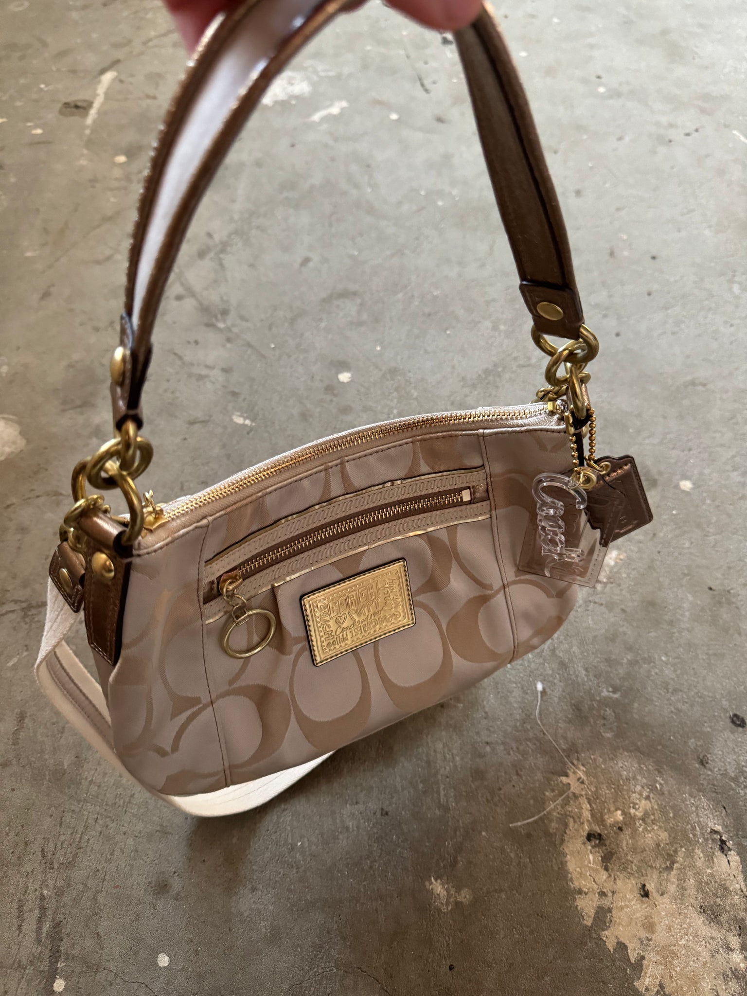 Coach 2Way Poppy Shoulder Bag Gold/Turquoize