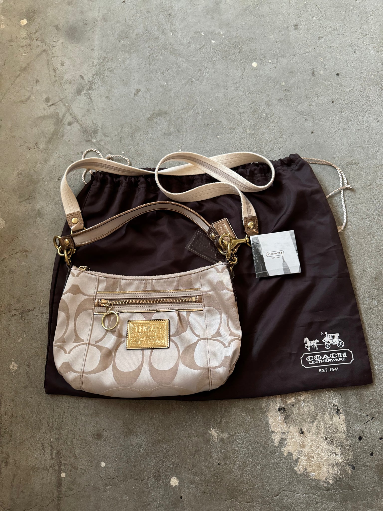Coach 2Way Poppy Shoulder Bag Gold/Turquoize
