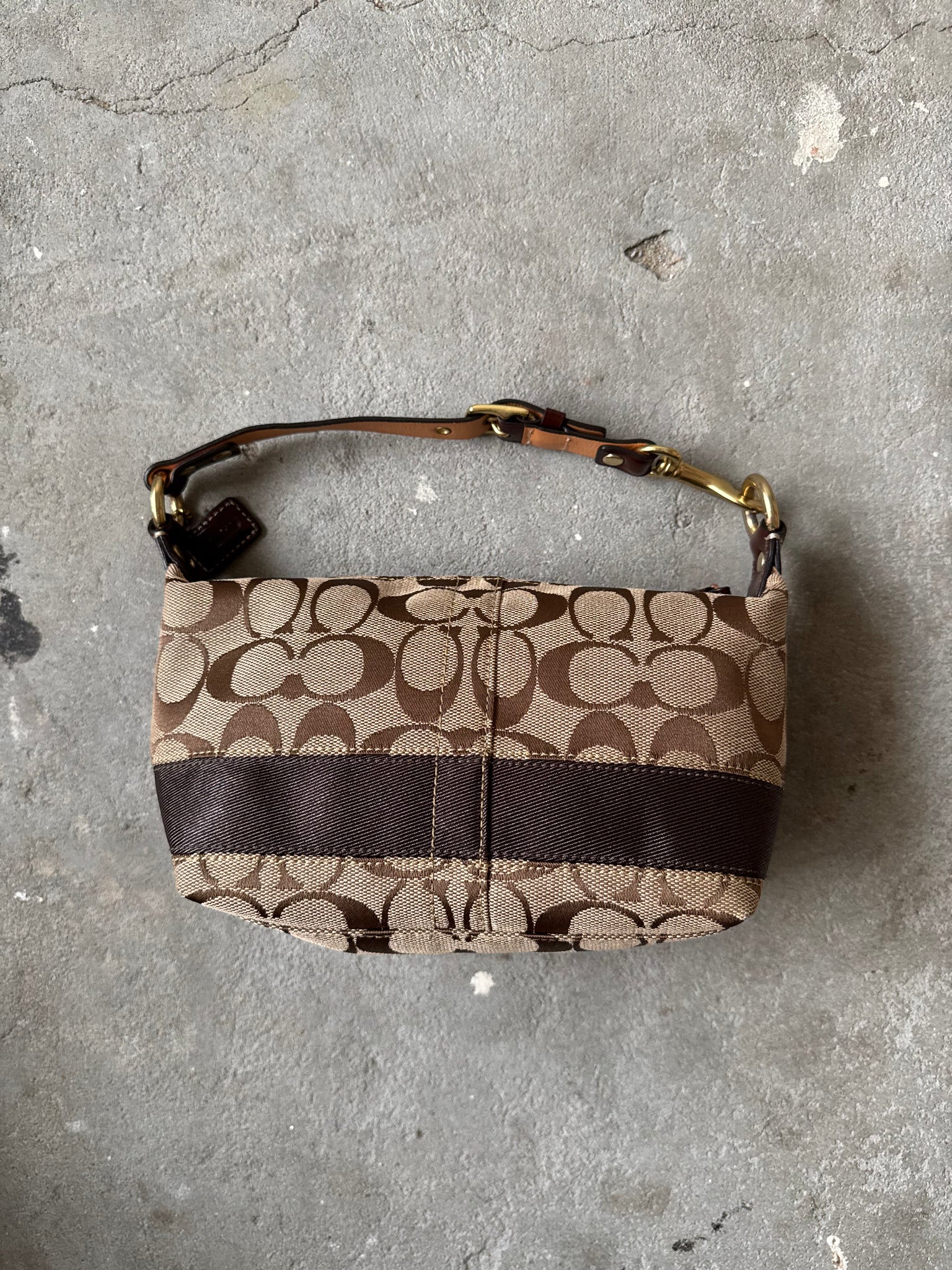 Coach Signature Stripe Mini Hobo ShoulderBag Beige/Brown