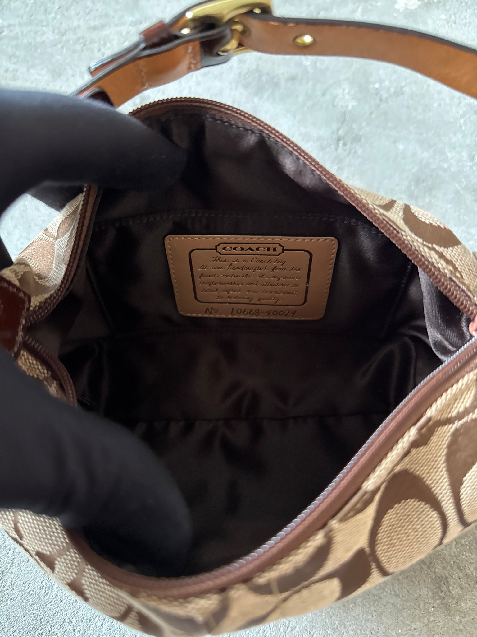 Coach Signature Stripe Mini Hobo ShoulderBag Beige/Brown
