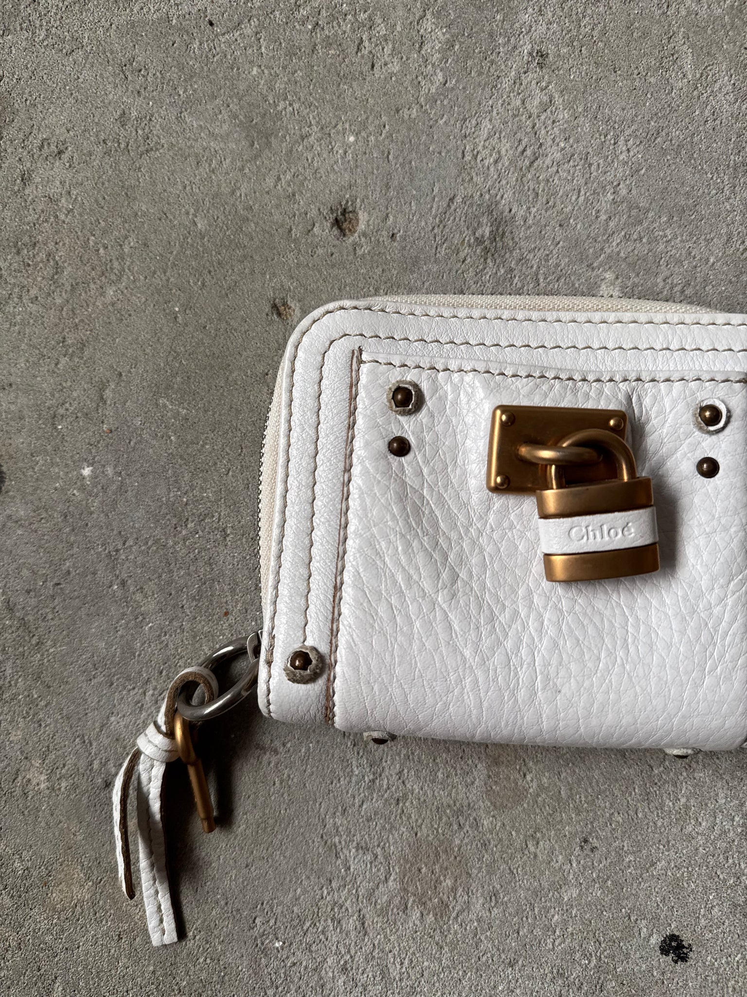 Chloe Black Leather Paddington Small Wallet White