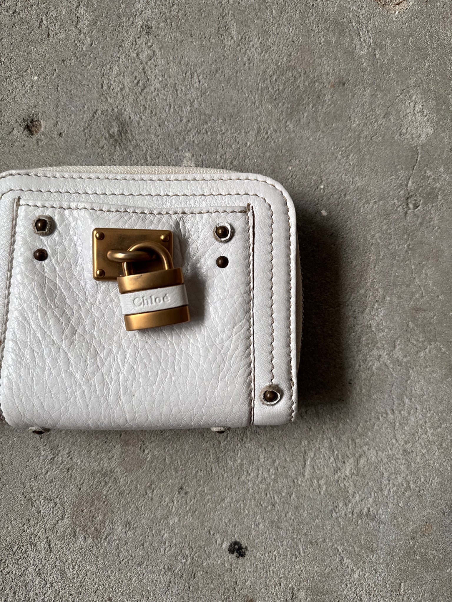 Chloe Black Leather Paddington Small Wallet White
