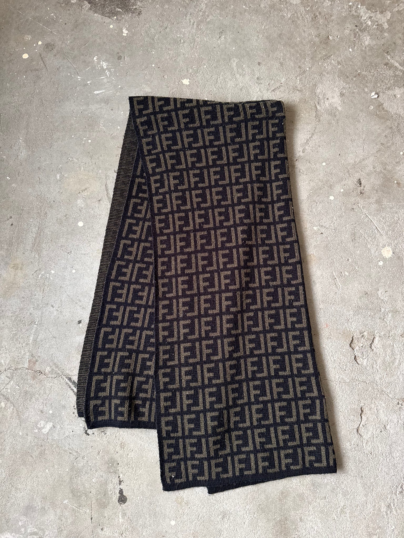 Fendi FF Zucca Wool Scarf Black/Green