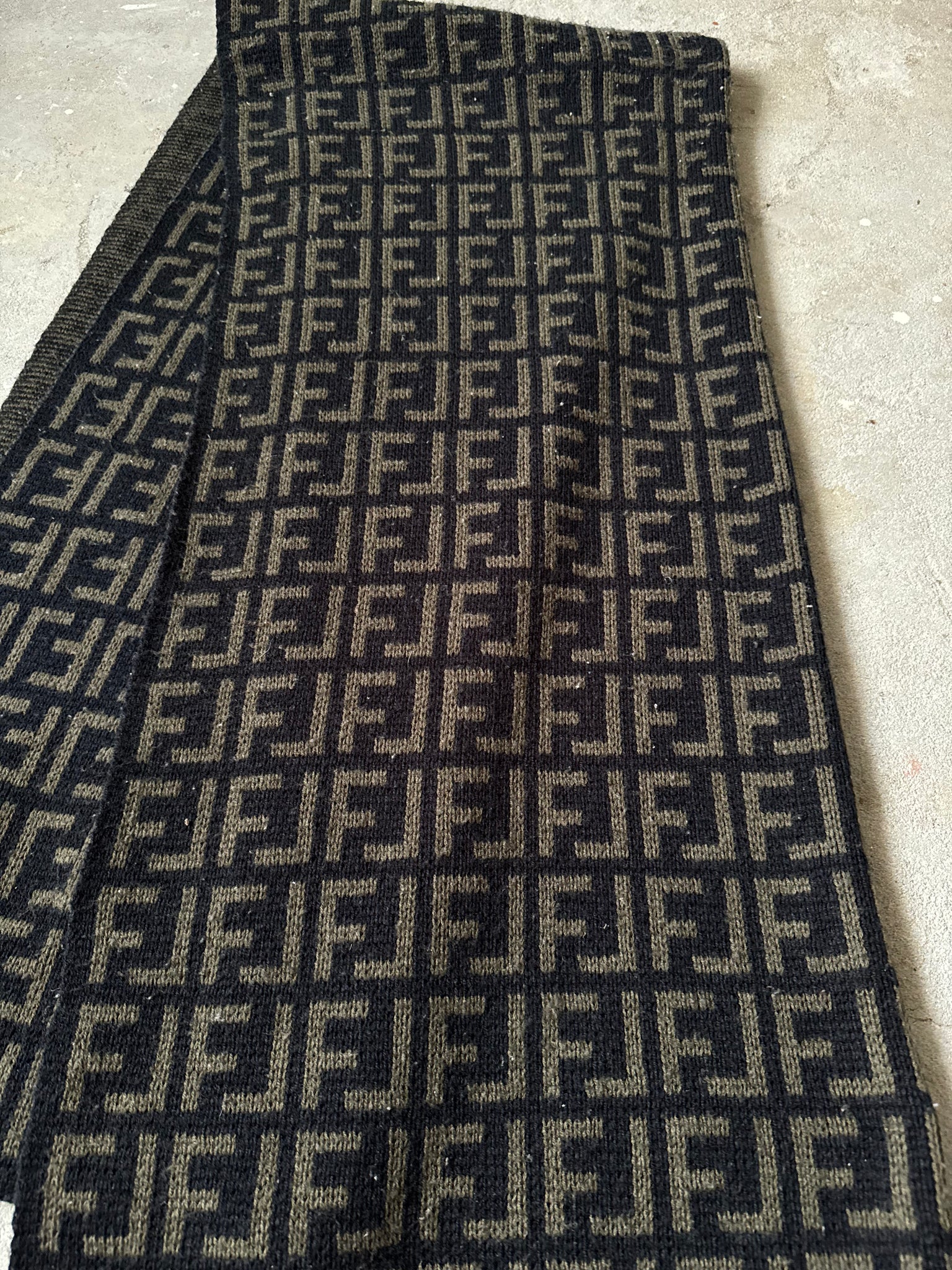 Fendi FF Zucca Wool Scarf Black/Green